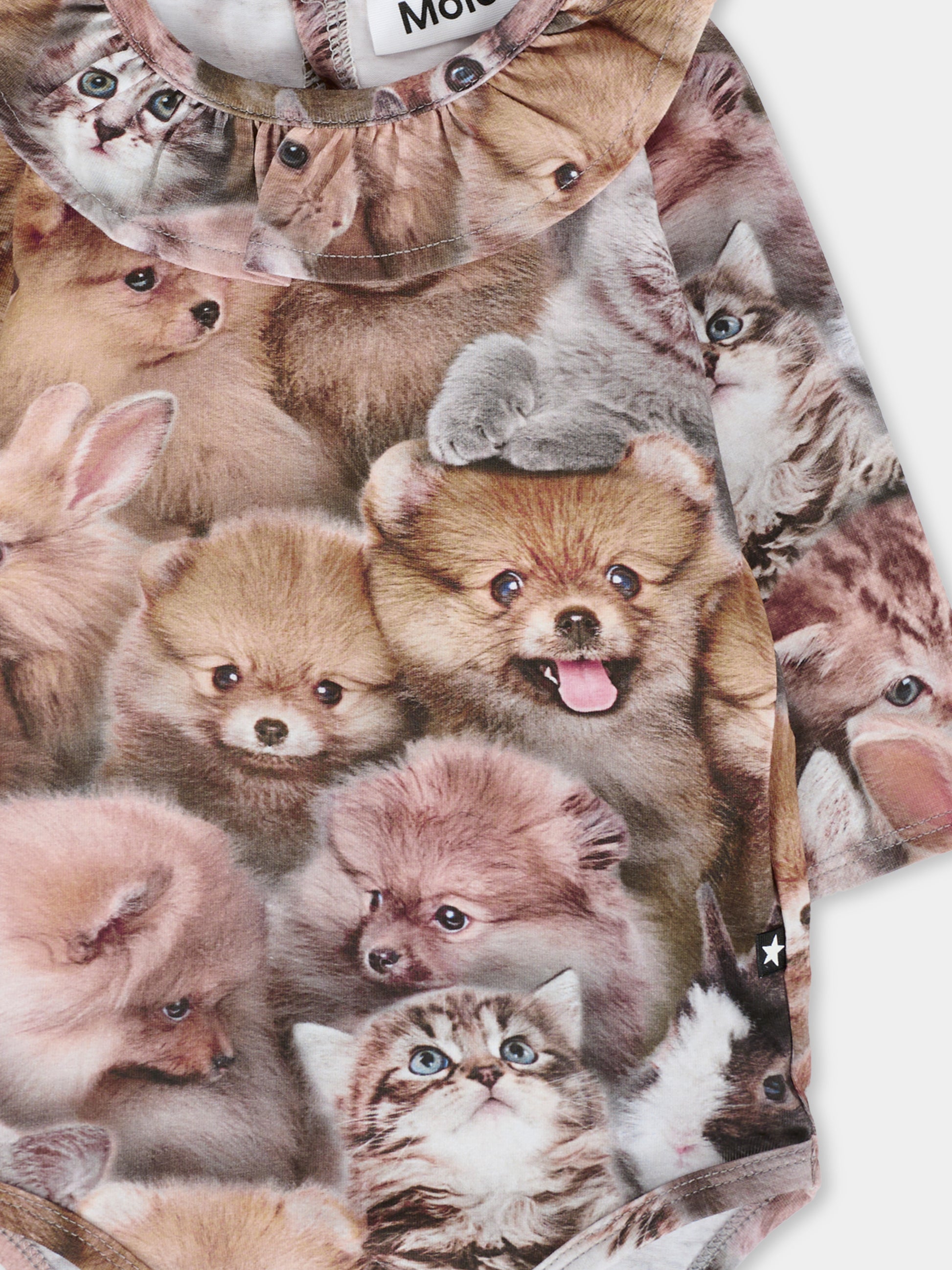 Body Freya marrone per neonata con animali all over,Molo,4W25B205 9377