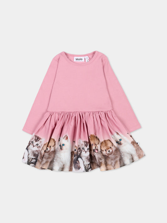 Vestito Candi rosa per neonata con animali,Molo,4W25E203 9606