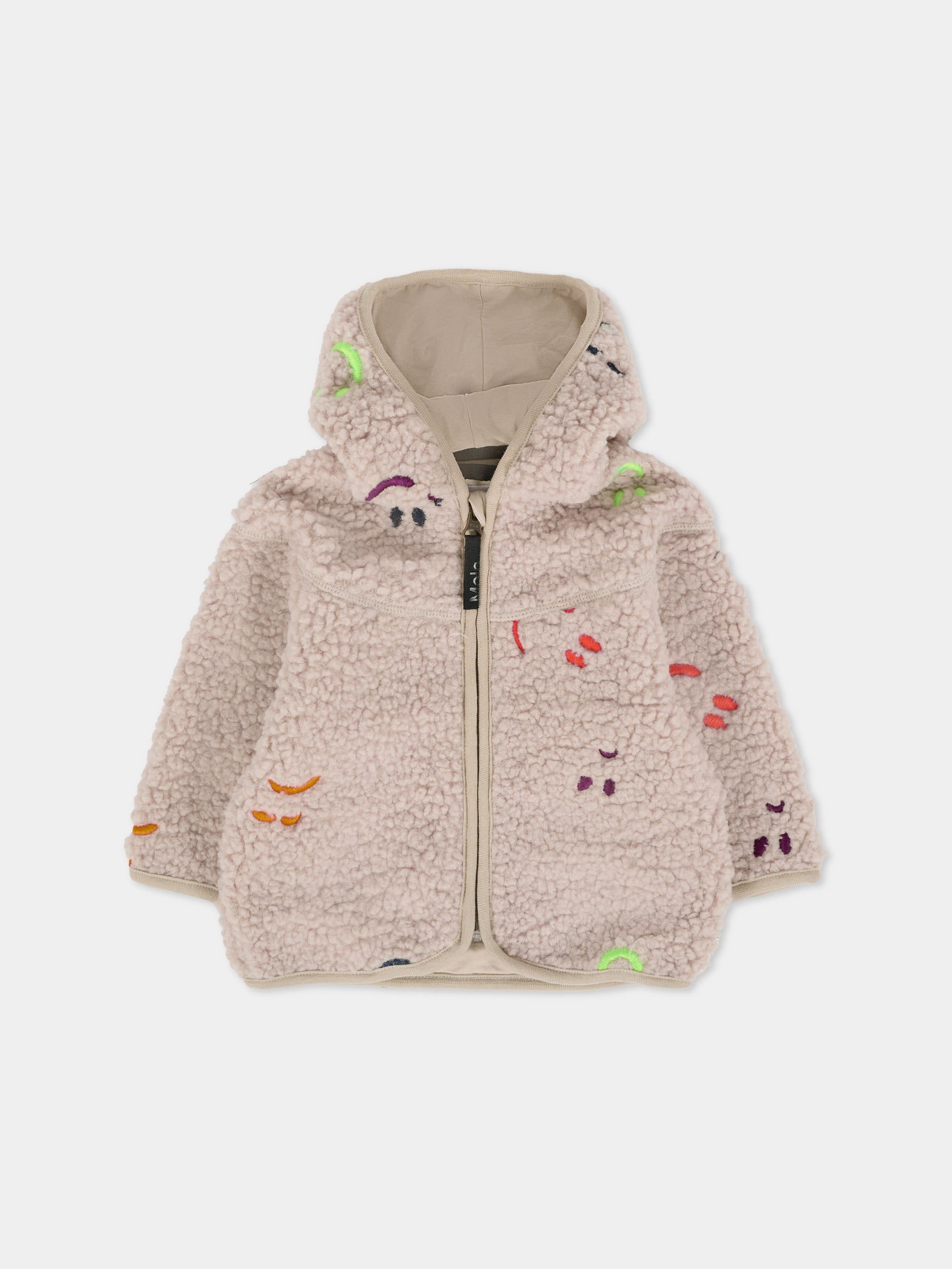 Ecopelliccia Ummi beige per neonati con smile all over,Molo,5W25L205 9448