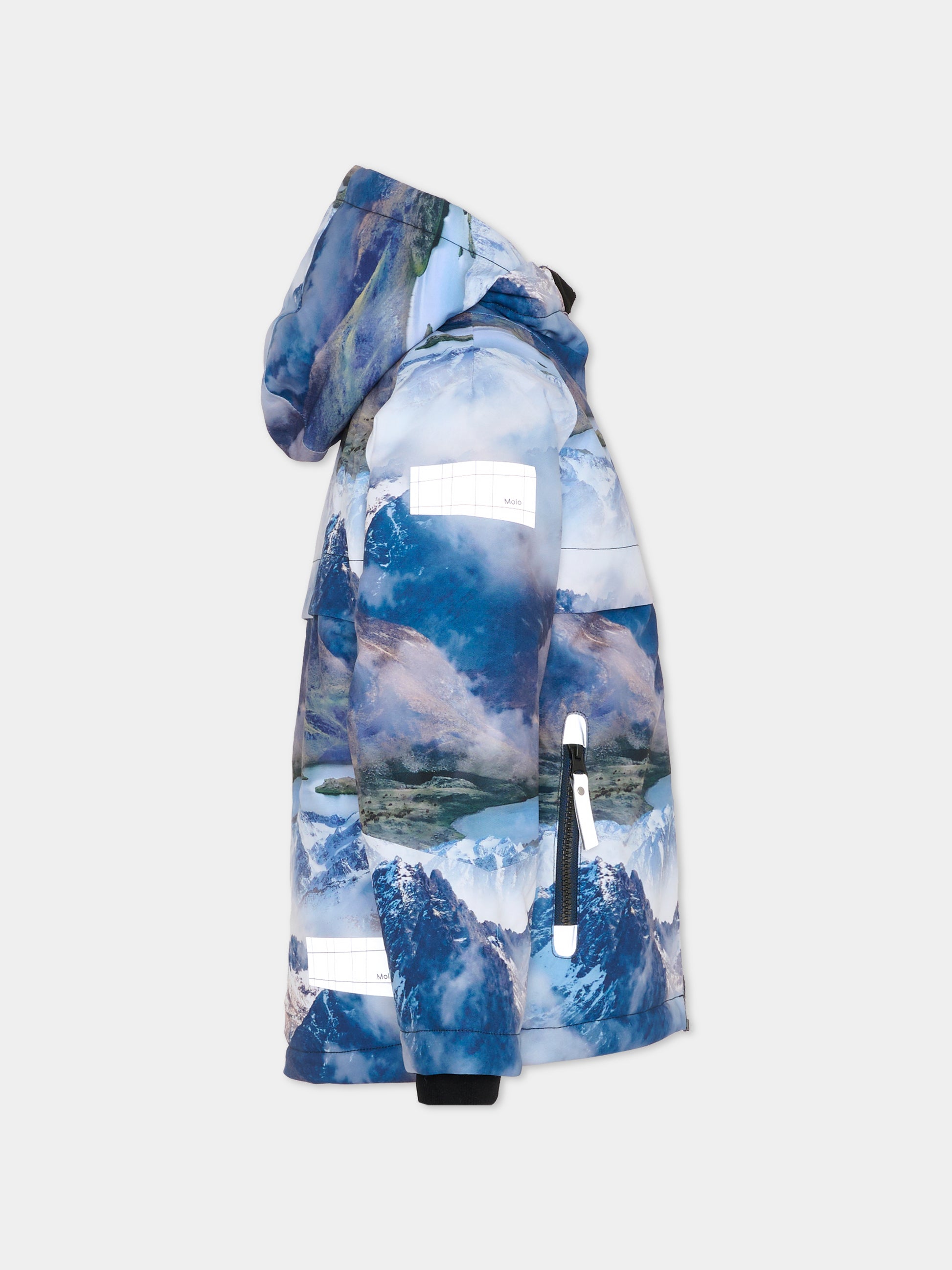 Piumino da neve Castor blu per bambino con stampa montagne,Molo,5W25M309 9367