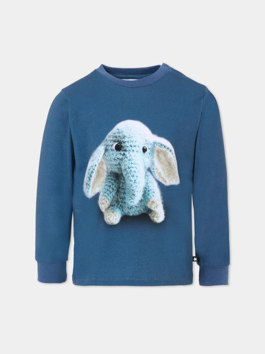 T-shirt Eloy blu per bambino con elefante,Molo,6W25A404 9660