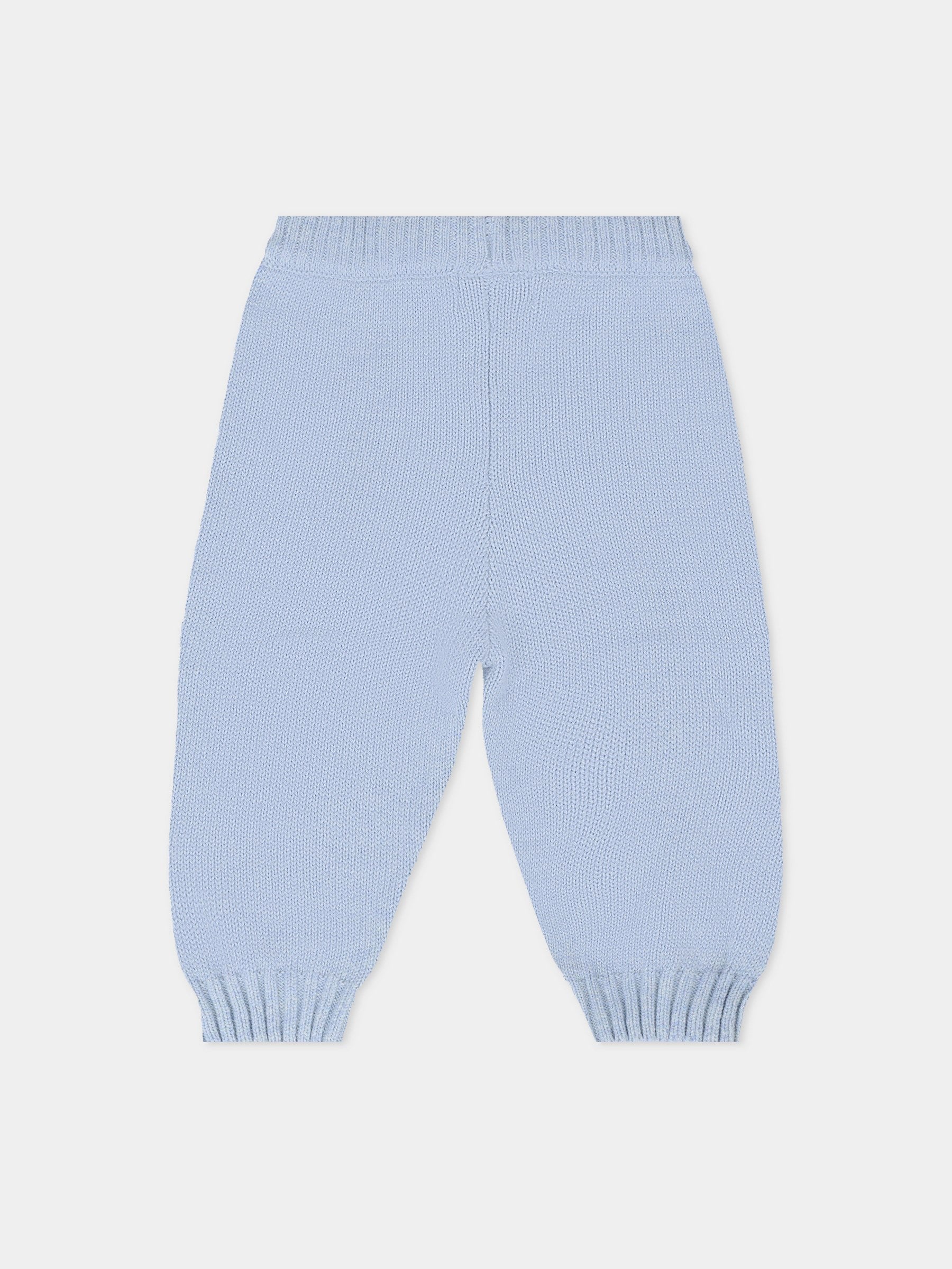 Pantaloni Sol azzurri per neonato con elefante e coniglio,Molo,6W25I206 9677