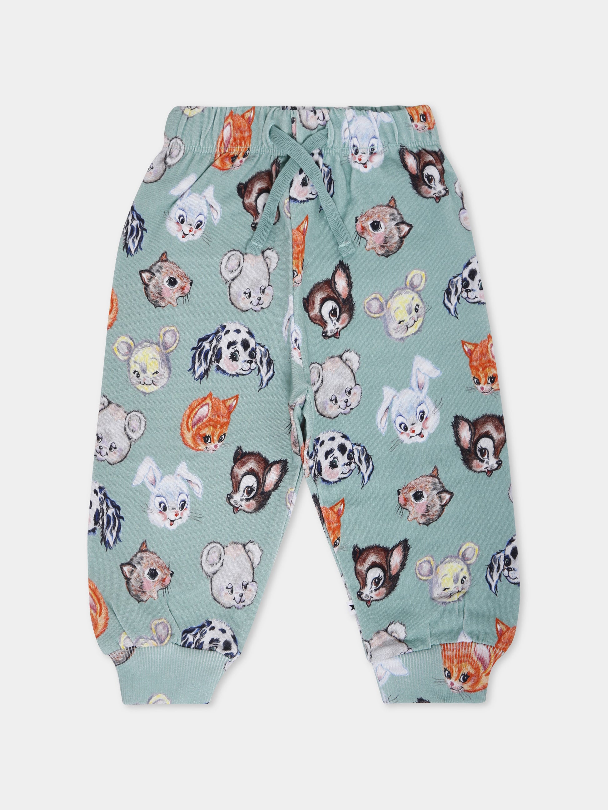 Pantaloni Simeon verdi per neonati con animali all over,Molo,6W25I209 9399