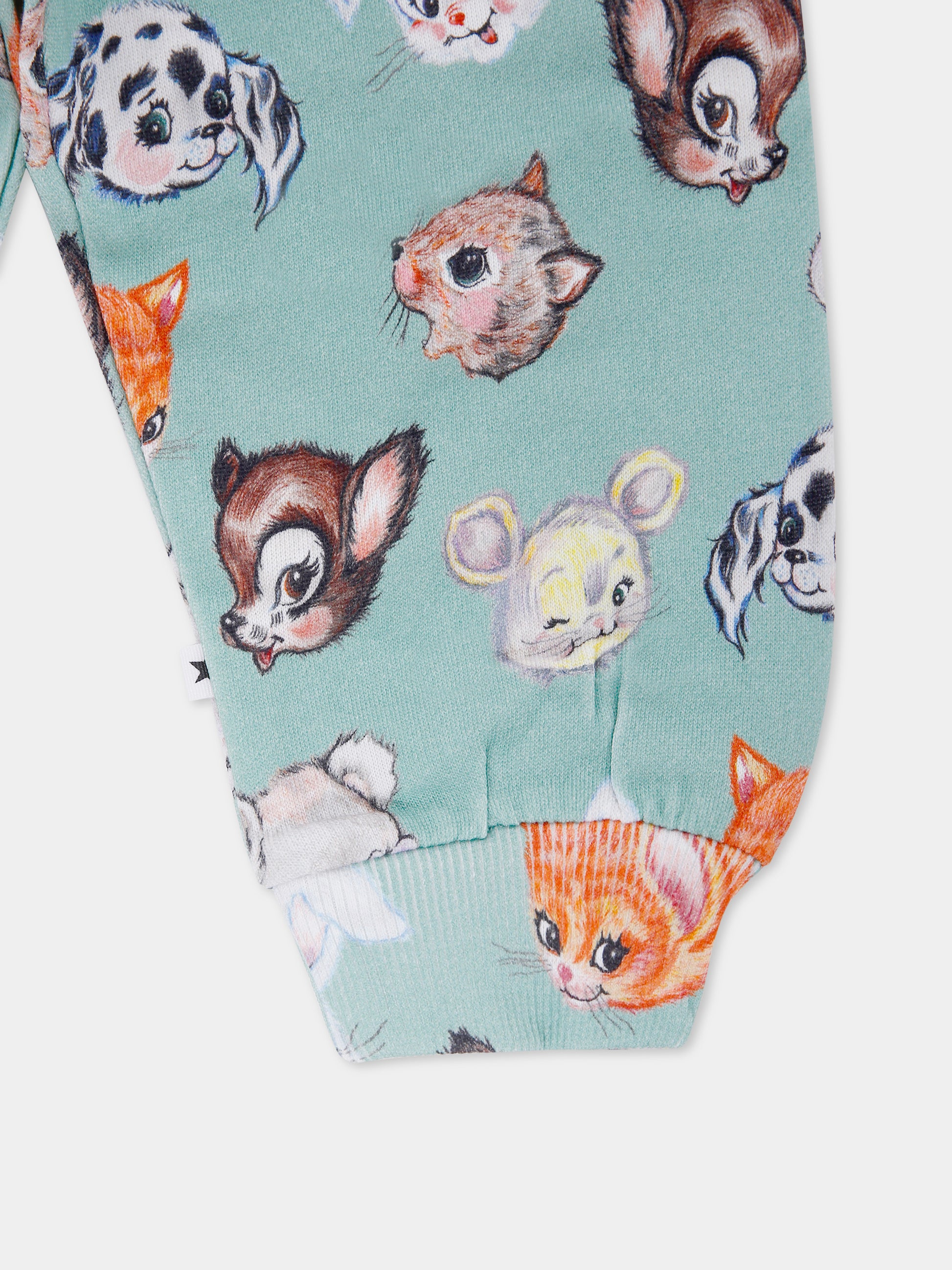 Pantaloni Simeon verdi per neonati con animali all over,Molo,6W25I209 9399