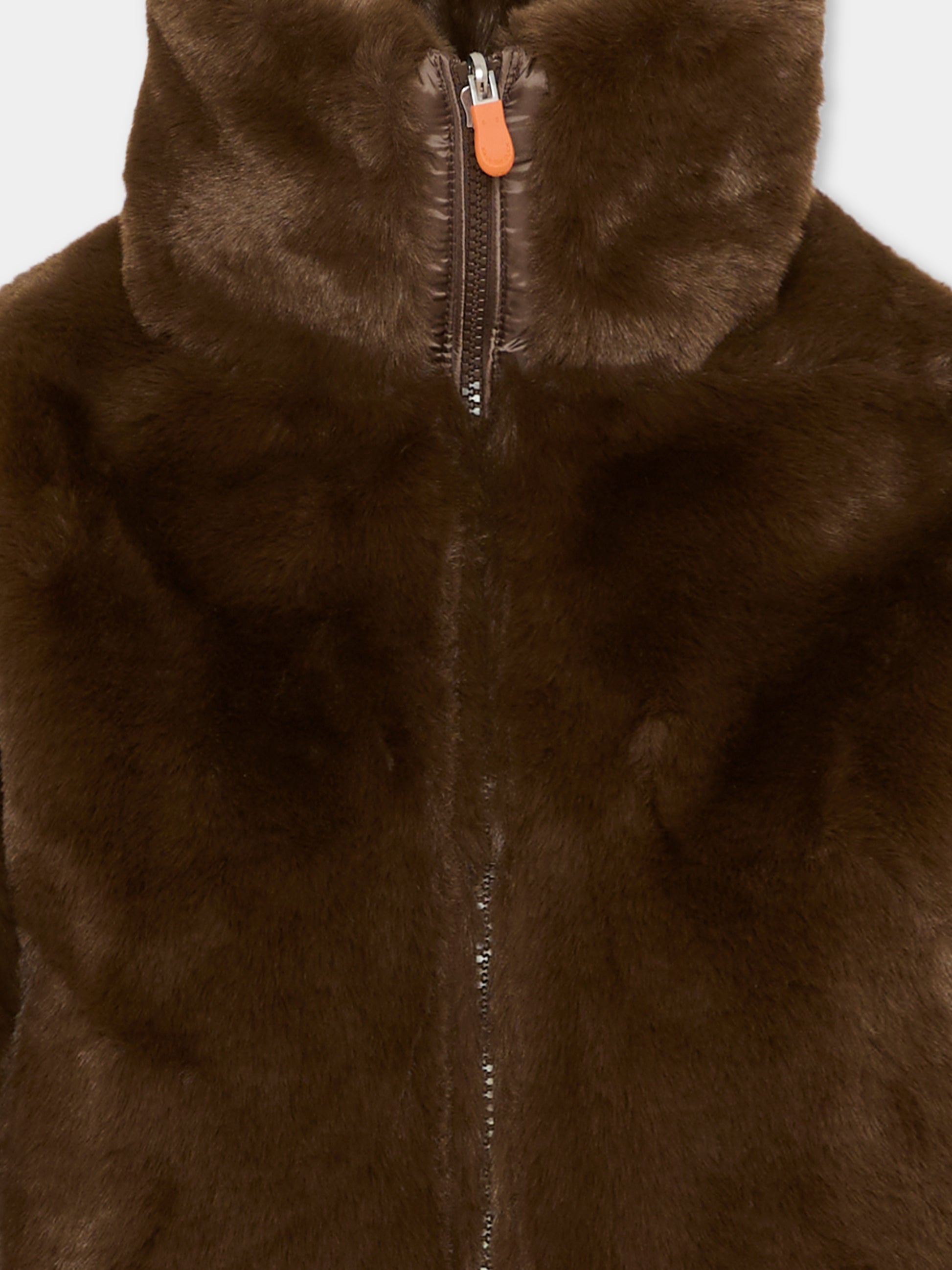 Ecopelliccia Ceri marrone reversibile per bambina,Save The Duck Kids,J31352G FURY21 40038