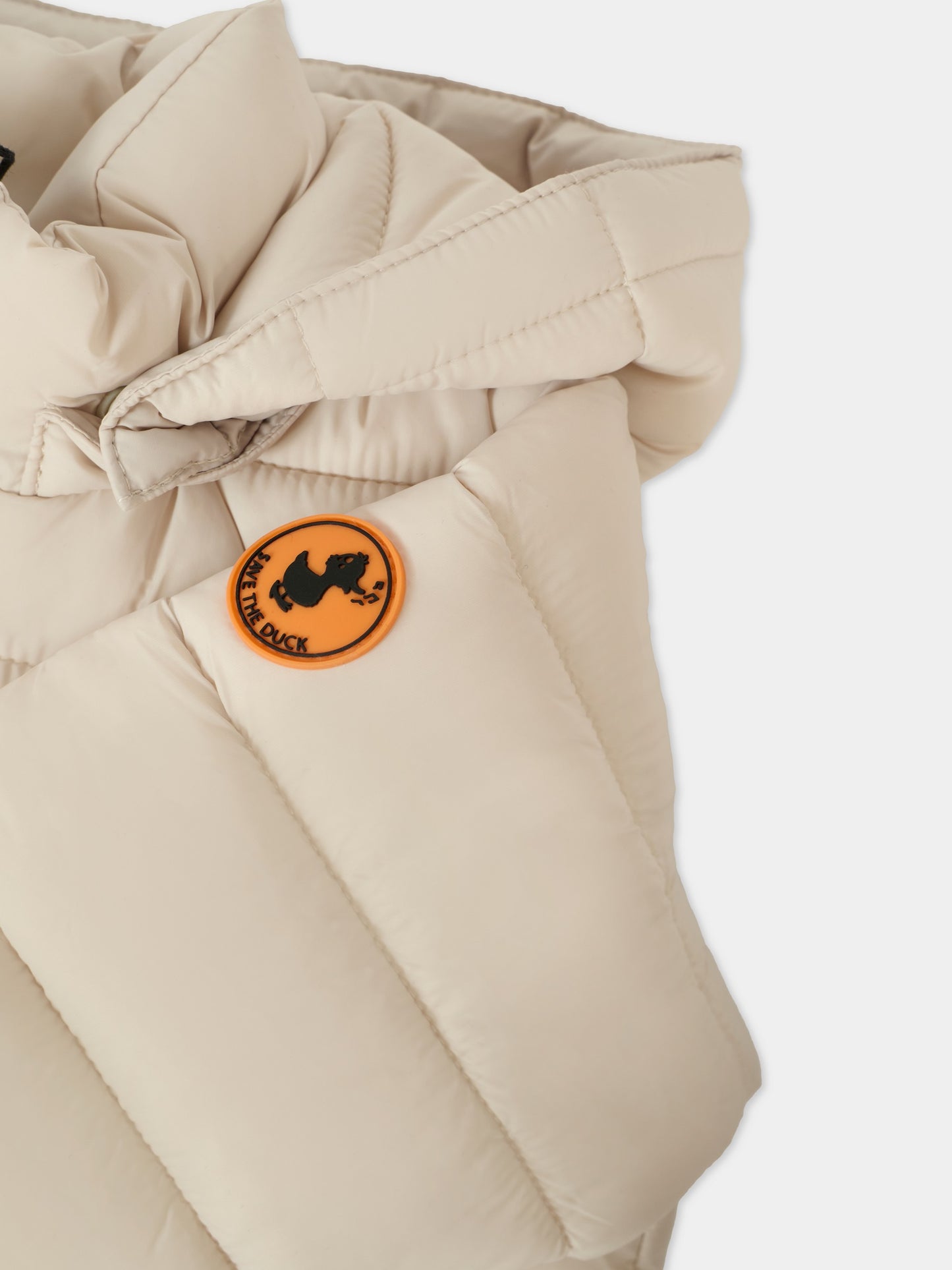 Piumino Storm beige per neonati con logo,Save The Duck Kids,I30002X GIGA21 40019