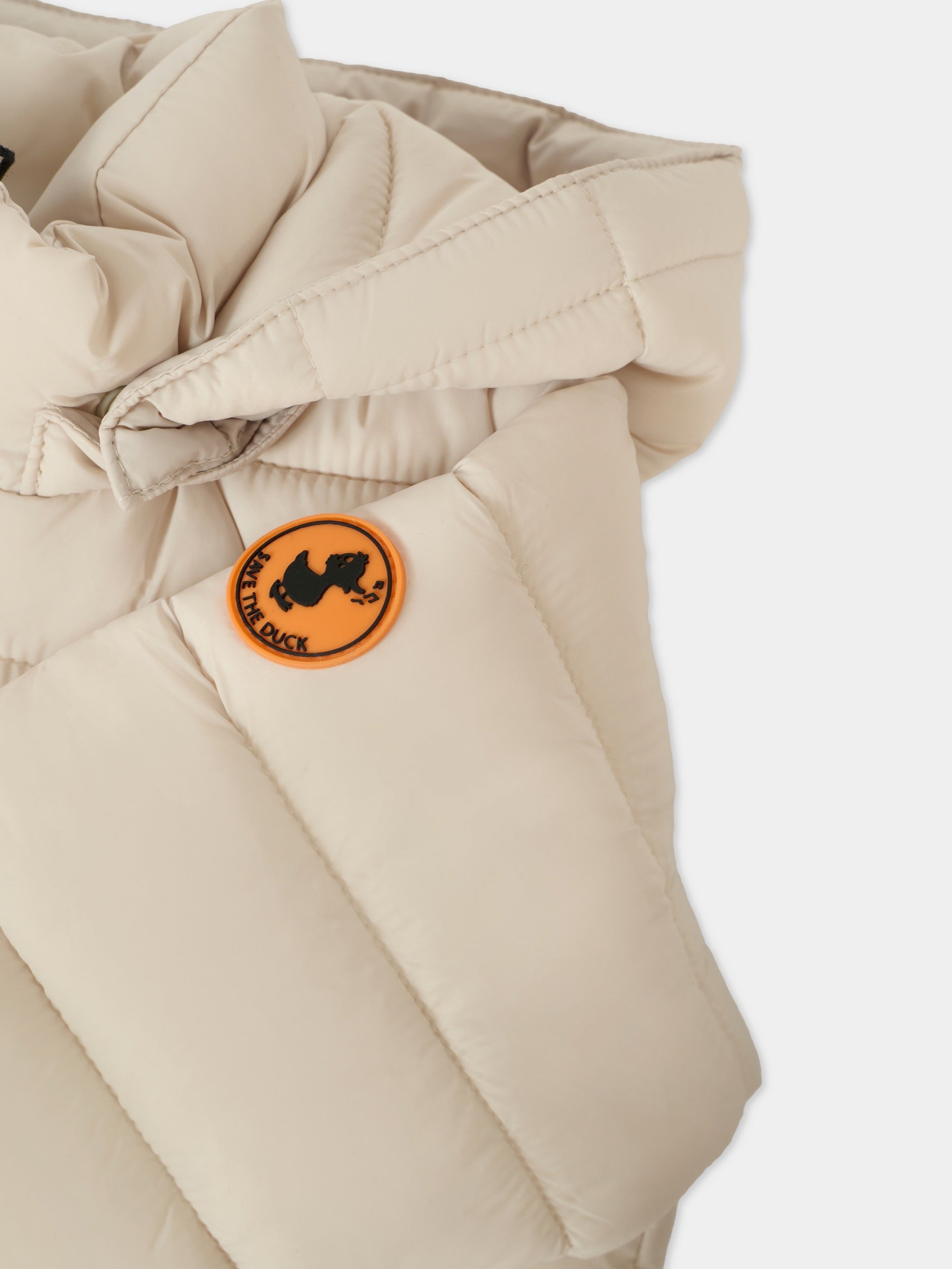 Piumino Storm beige per neonati con logo,Save The Duck Kids,I30002X GIGA21 40019