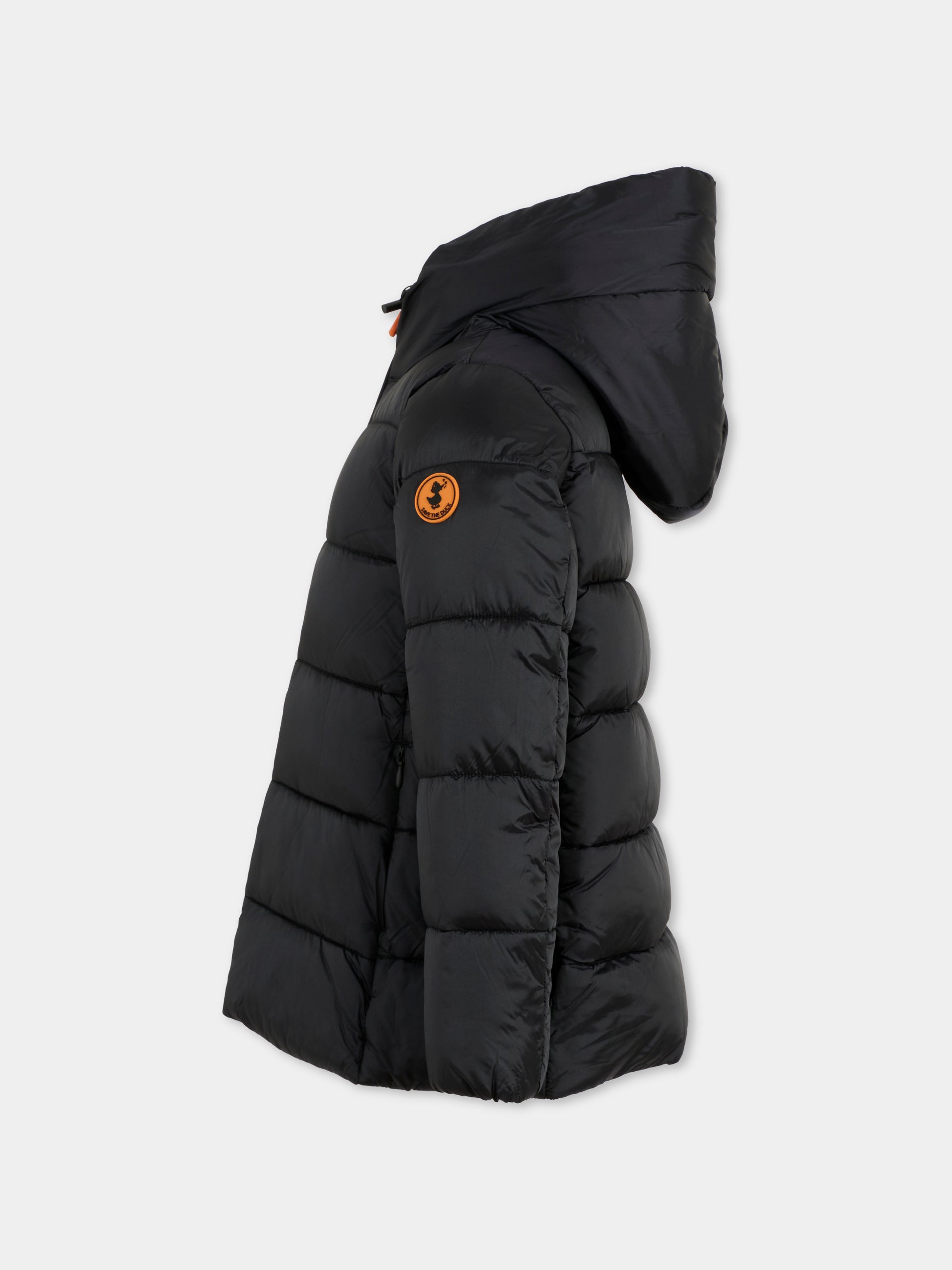 Piumino Gracie nero per bambina con logo,Save The Duck Kids,J45650G IRIS21 10000