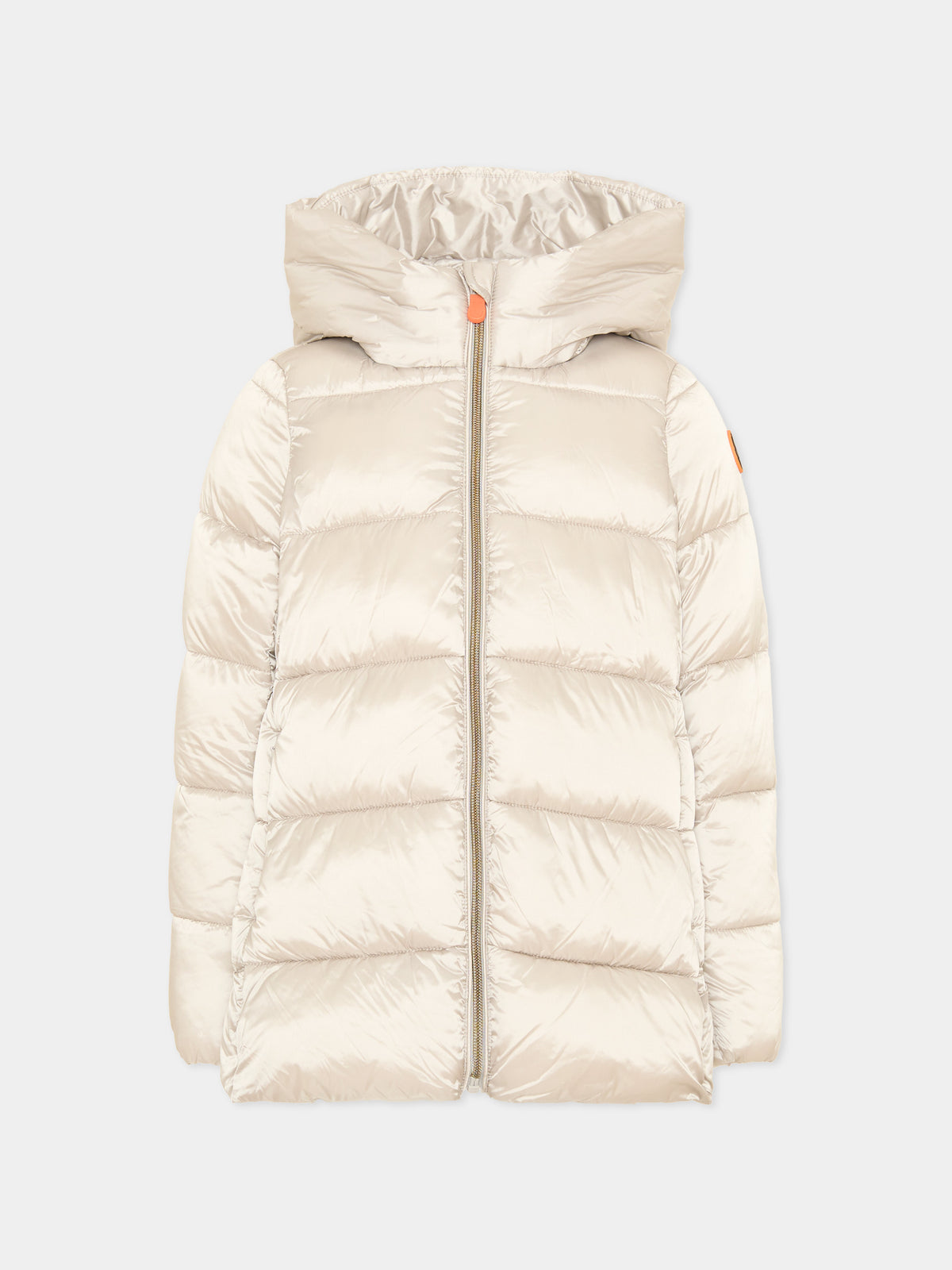 Piumino beige per bambina con cappuccio,Save The Duck Kids,J45650G IRIS21 40019