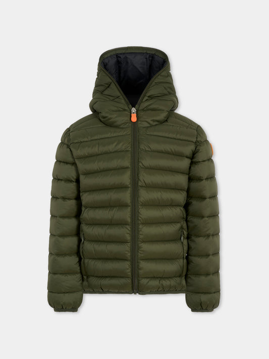Piumino Dony verde per bambino con logo,Save The Duck Kids,J30650B GIGA21 50071