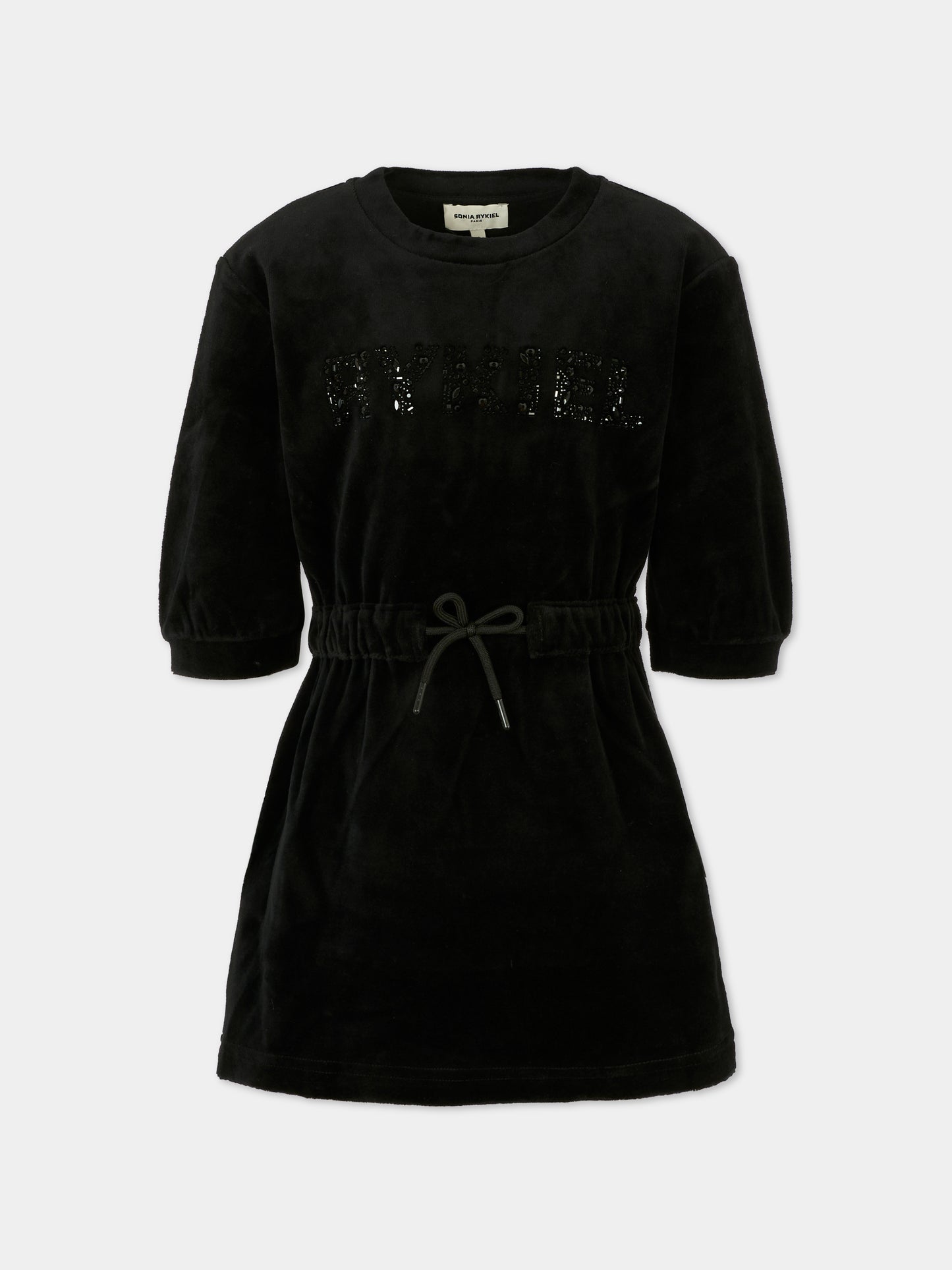 Vestito nero per bambina con logo,Sonia Rykiel Paris,A00325 09B