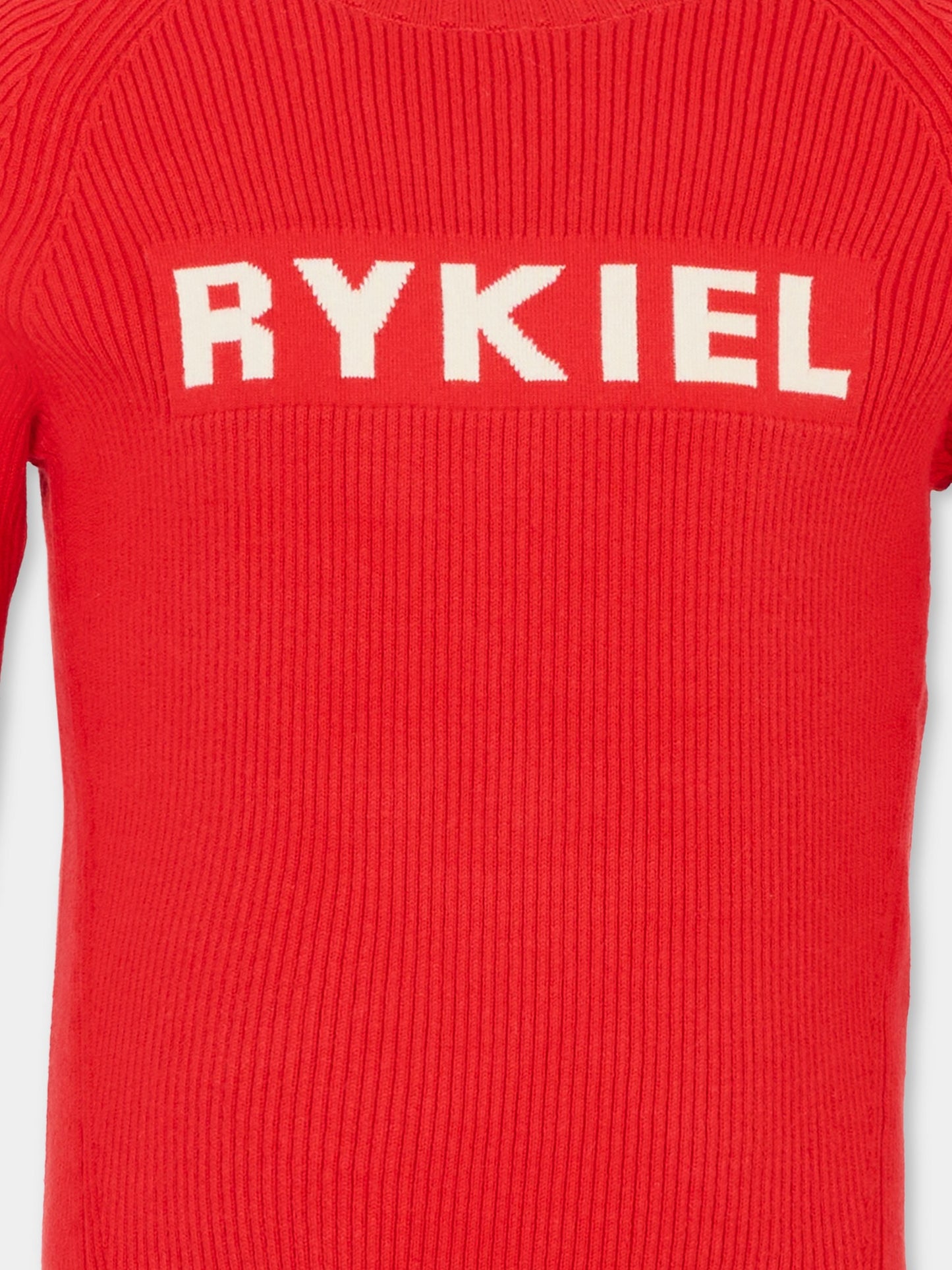 Maglione rosso per bambina con logo,Sonia Rykiel Paris,A00342 97E