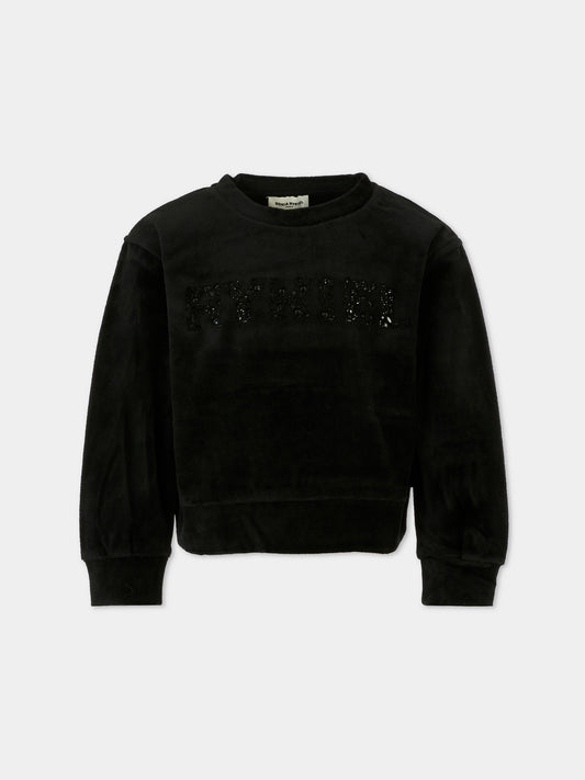 Felpa nera per bambina con logo,Sonia Rykiel Paris,A00343 09B