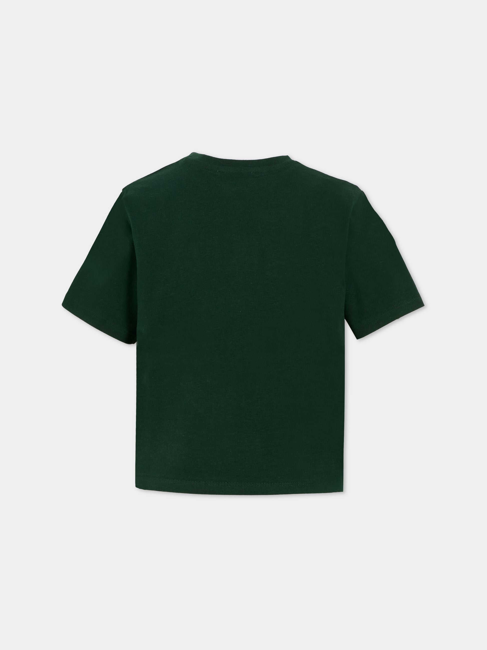 T-shirt verde per bambina con logo ricamato,Sonia Rykiel Paris,A00352 677