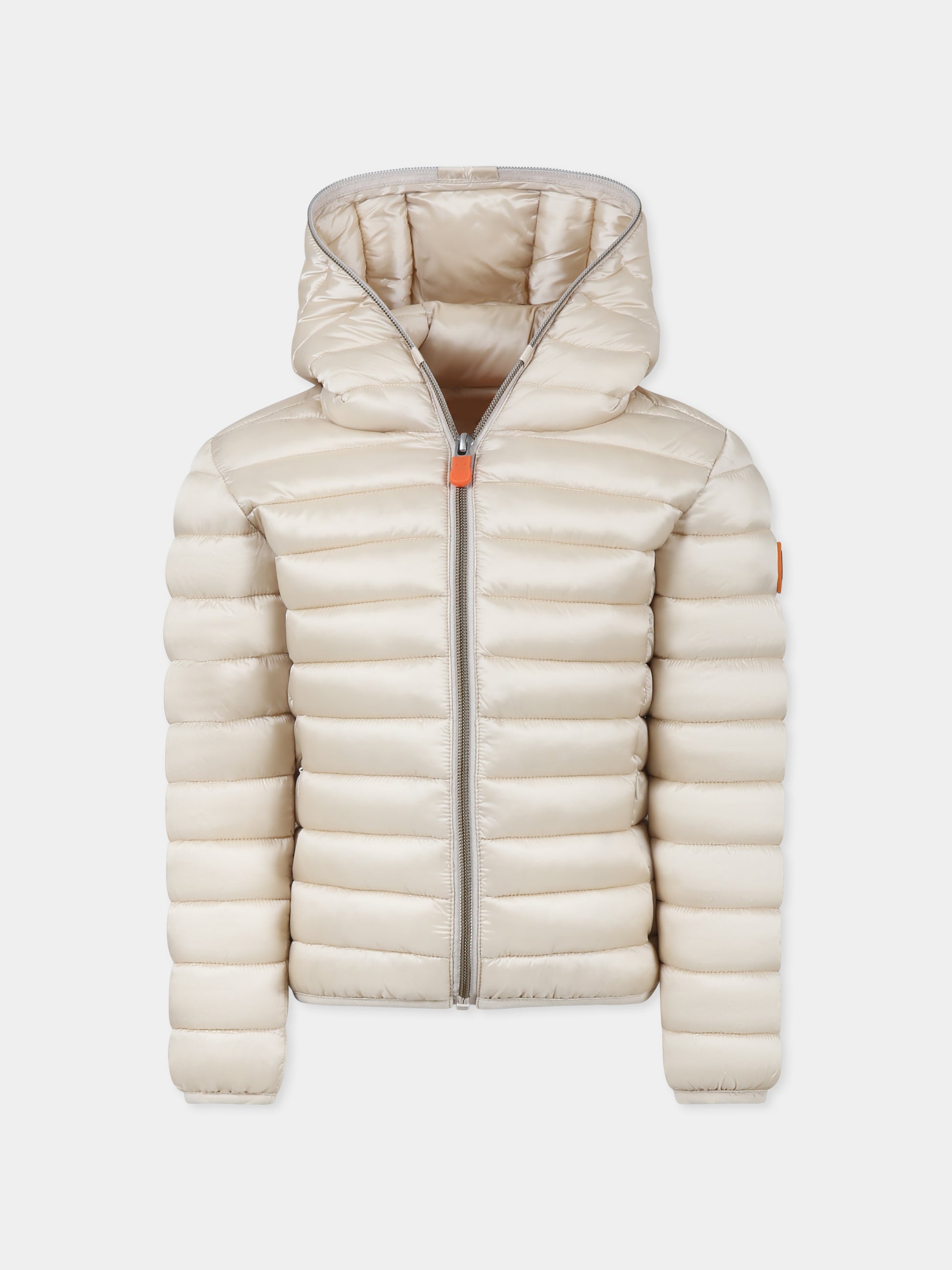Piumino Iris beige per bambina con logo,Save The Duck Kids,J32310G IRIS19 40034