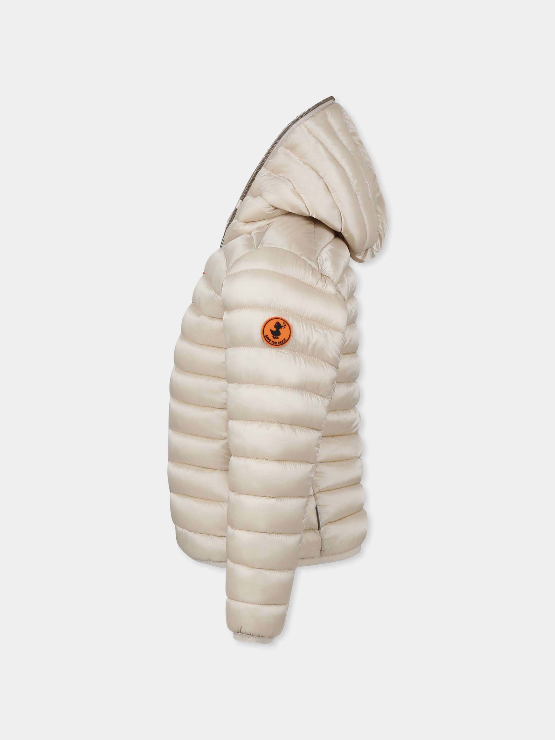 Piumino Iris beige per bambina con logo,Save The Duck Kids,J32310G IRIS19 40034
