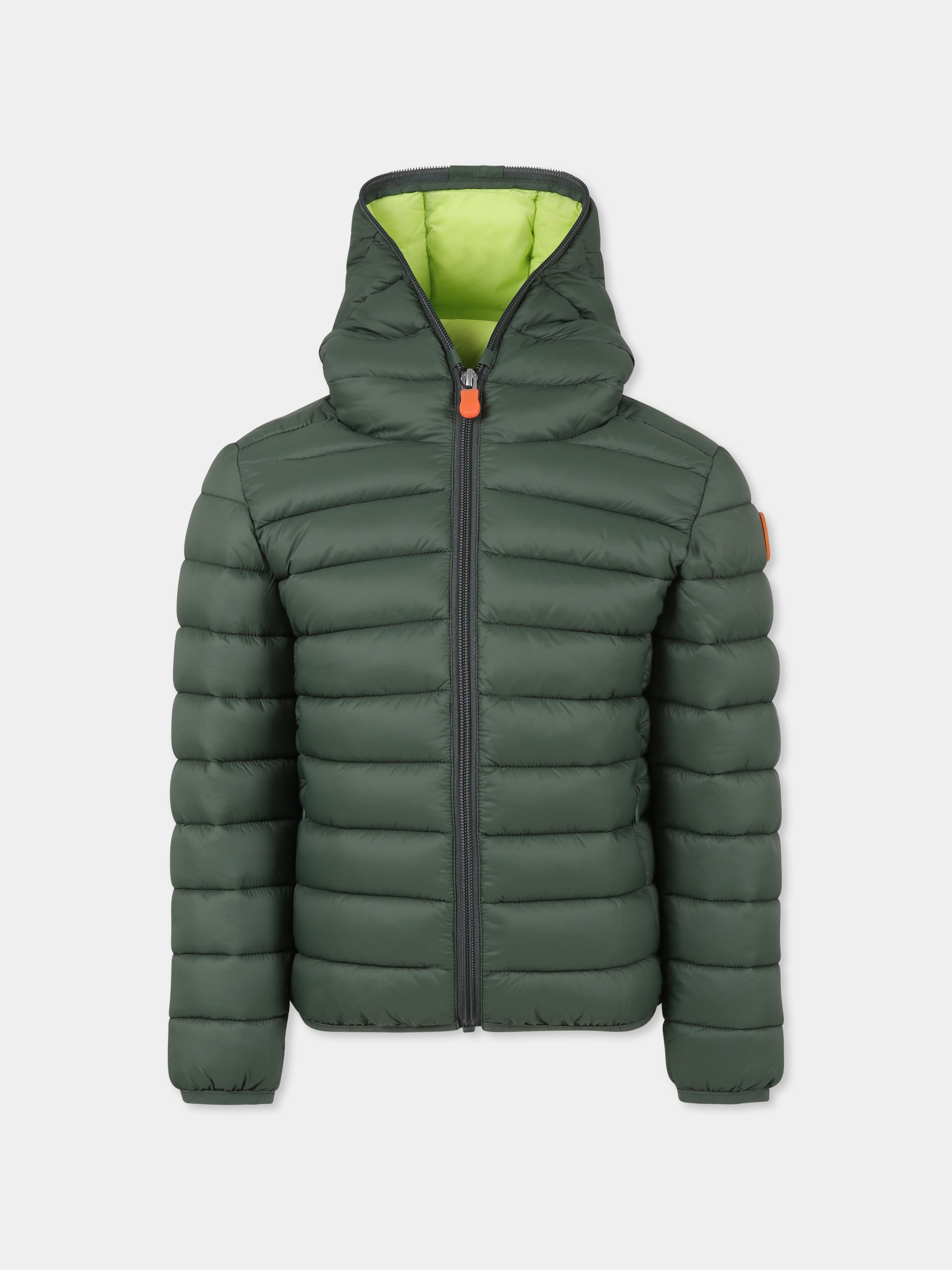Piumino Lily verde per bambino con logo,Save The Duck Kids,J32310G GIGA19 50028