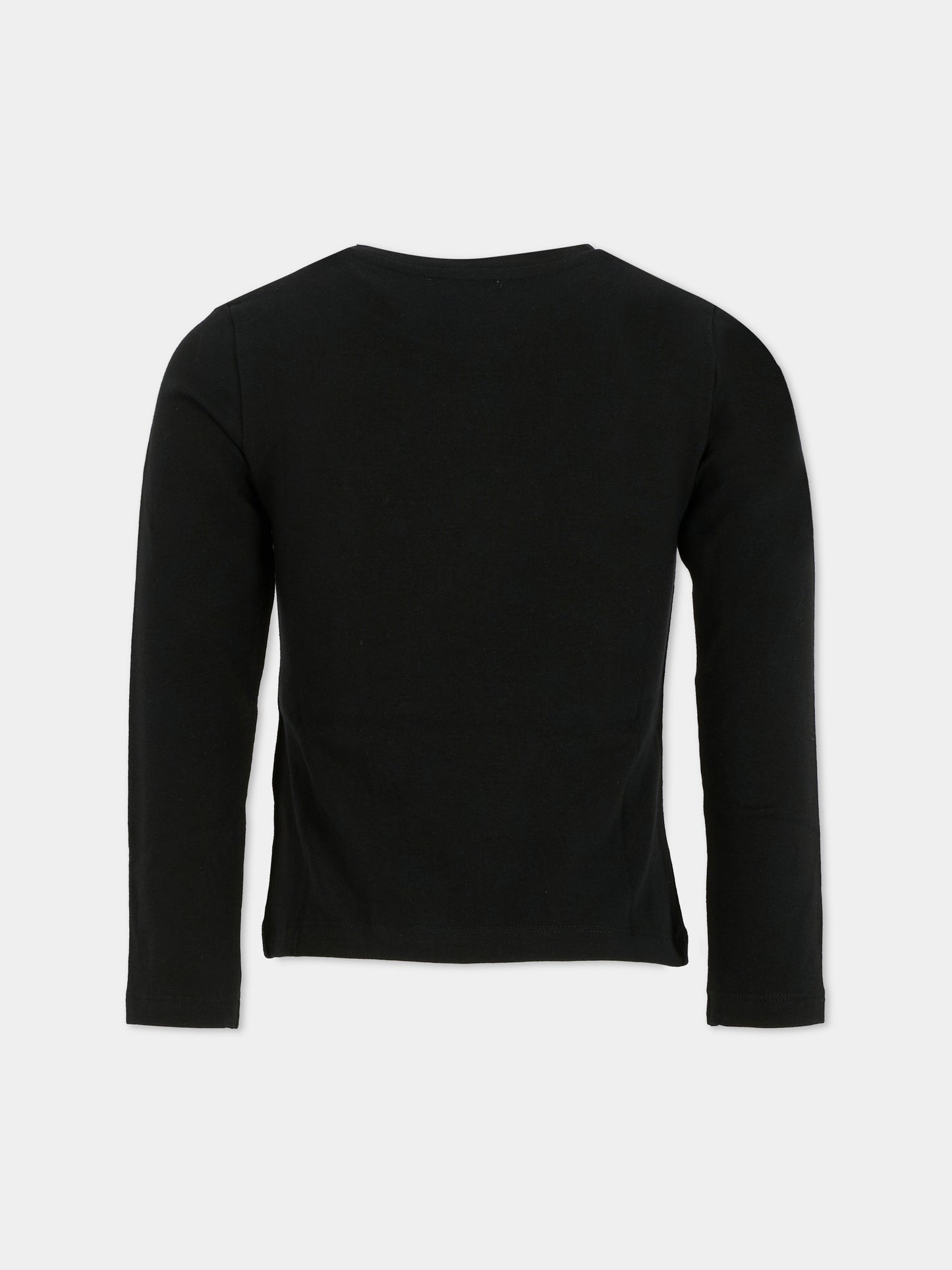 T-shirt nera per bambina con Teddy Bear e cuore,Moschino Kids,HDO010 LBA11 60100