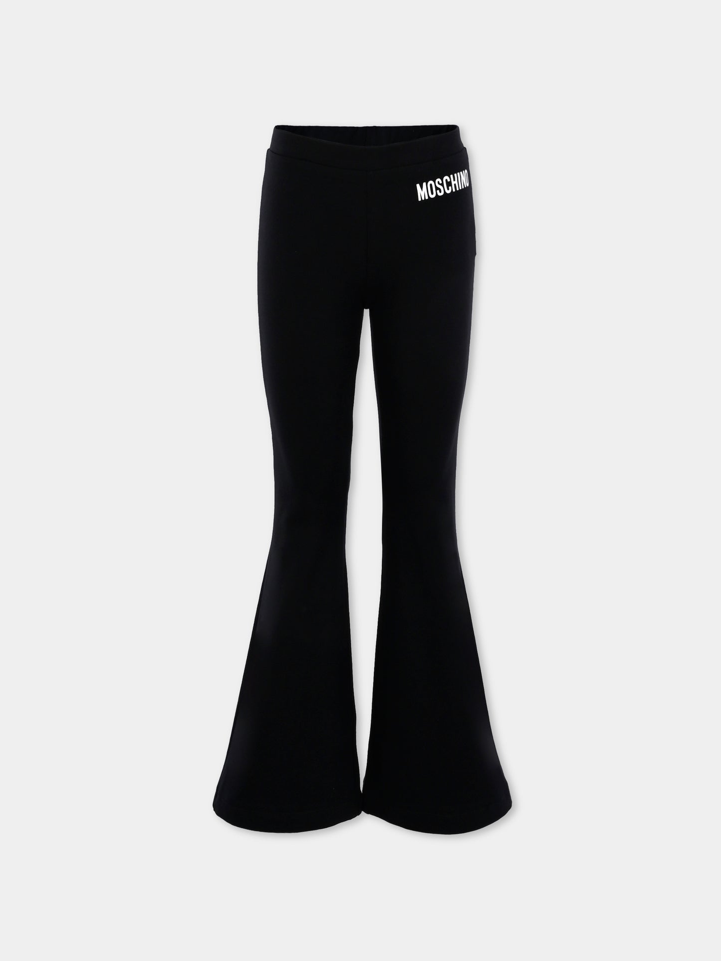 Leggings neri per bambina con logo,Moschino Kids,HDP06S LBA11 60100