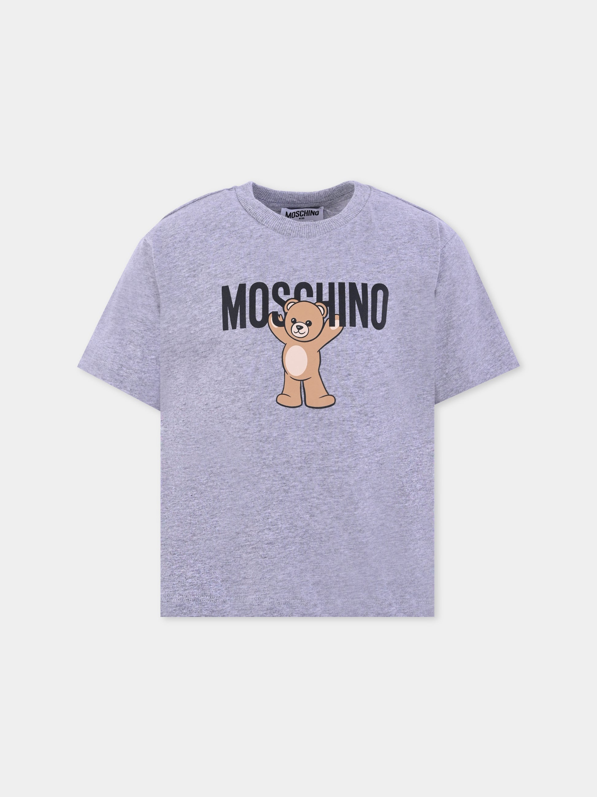 T-shirt grigia per bambini con Teddy Bear,Moschino Kids,HMM05G LAA10 60901