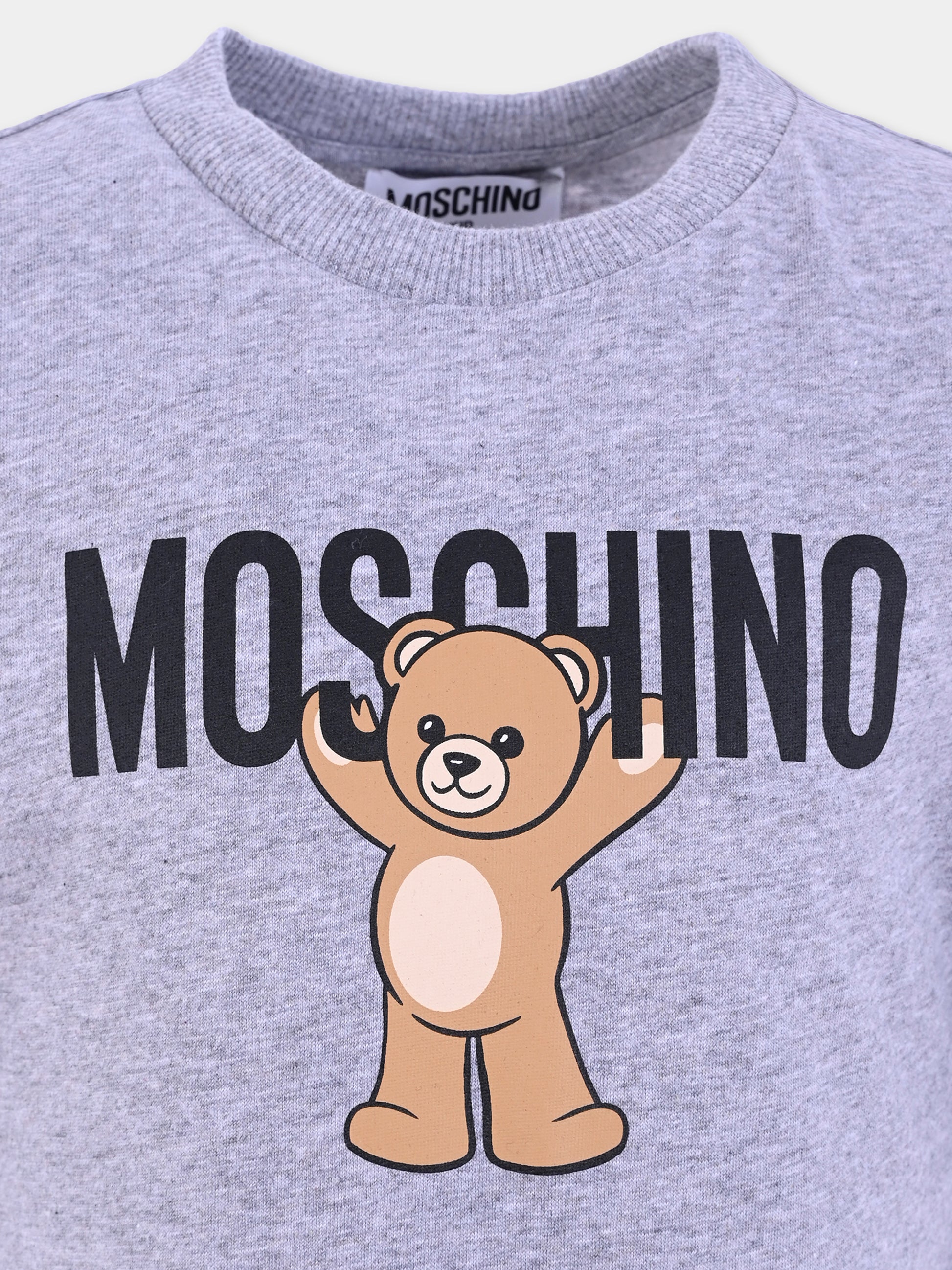T-shirt grigia per bambini con Teddy Bear,Moschino Kids,HMM05G LAA10 60901