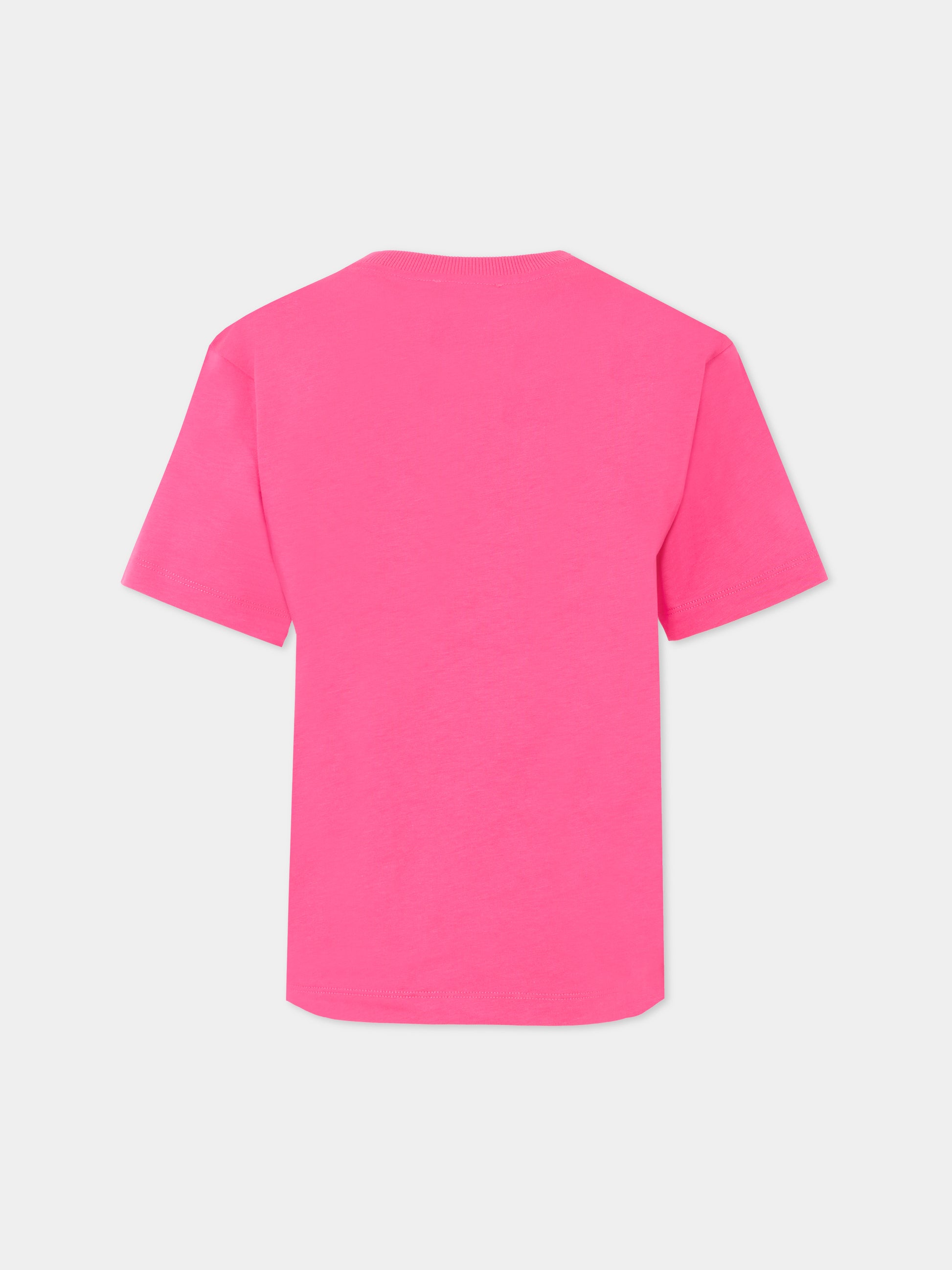 T-shirt fucsia per bambina con Teddy Bear e logo,Moschino Kids,HNM05G LAA20 50541