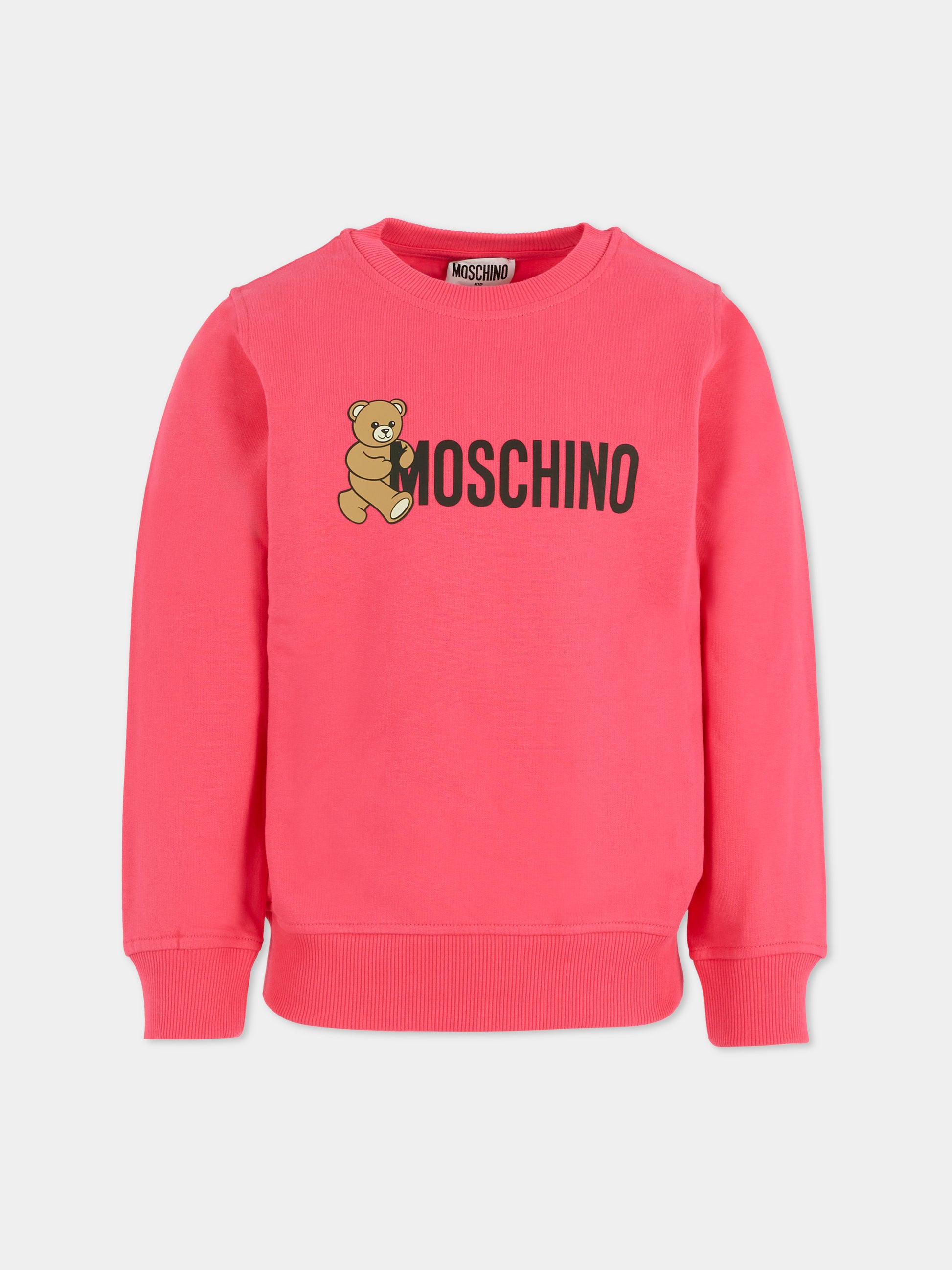 Felpa fucsia per bambina con Teddy Bear,Moschino Kids,HPF08V LCA83 50541