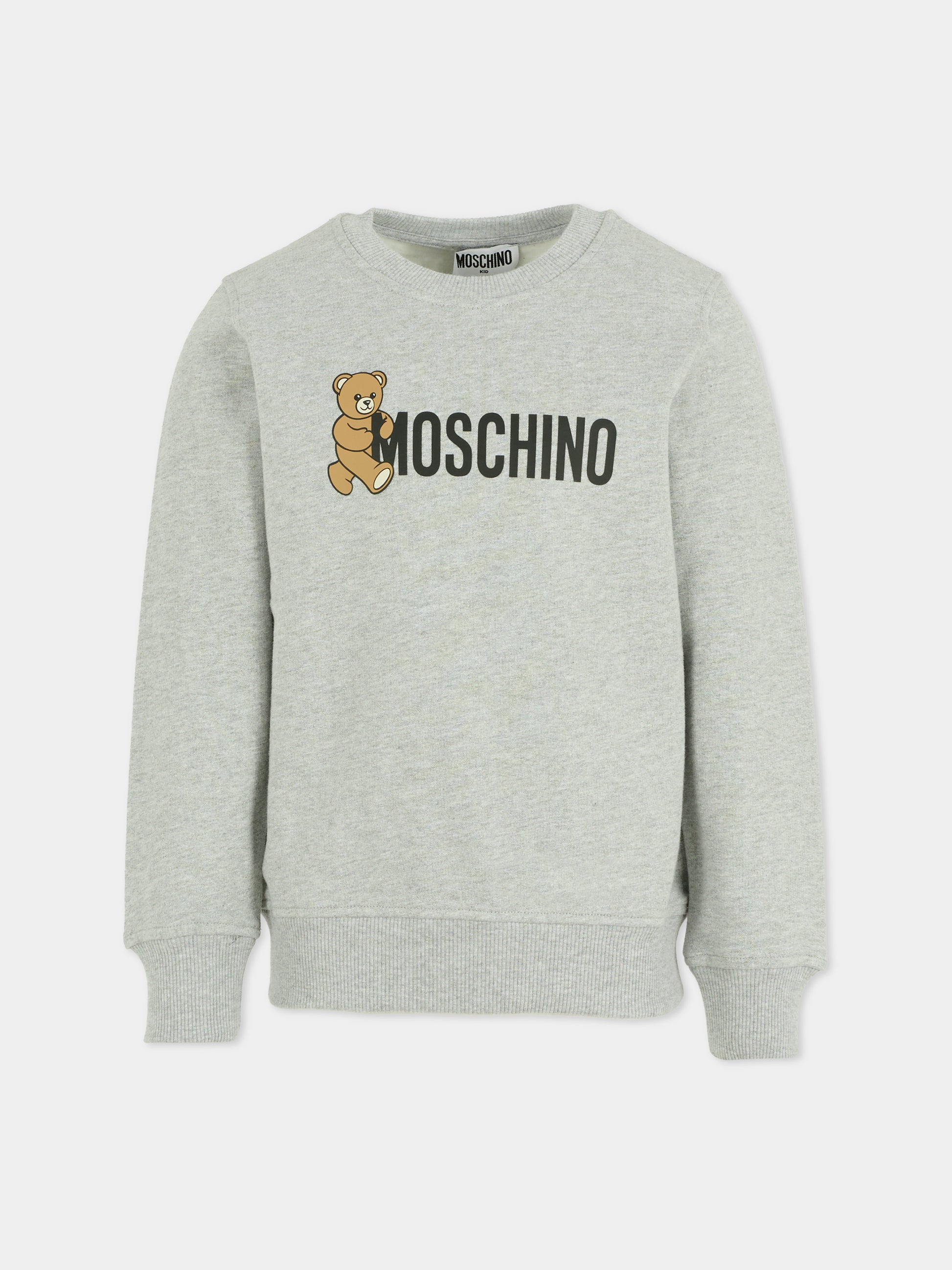 Felpa grigia per bambini con Teddy Bear,Moschino Kids,HPF08V LCA83 60901