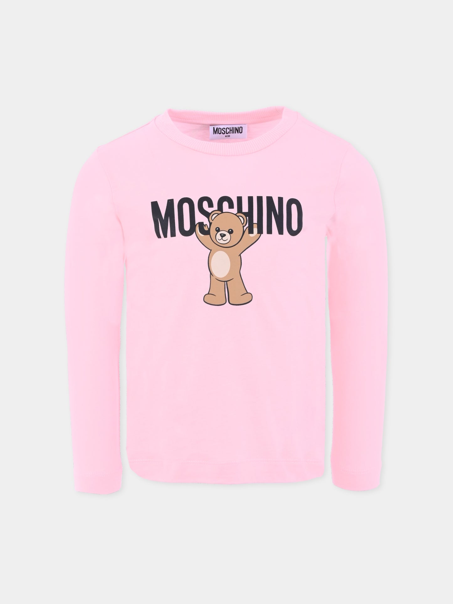 T-shirt rosa per bambina con Teddy Bear,Moschino Kids,HTO00J LAA10 50209