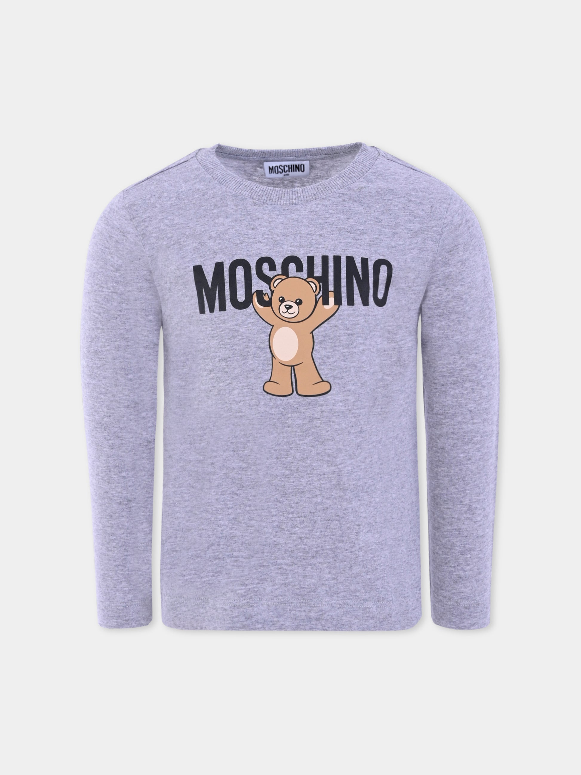 T-shirt grigia per bambini con Teddy Bear,Moschino Kids,HTO00J LAA10 60901