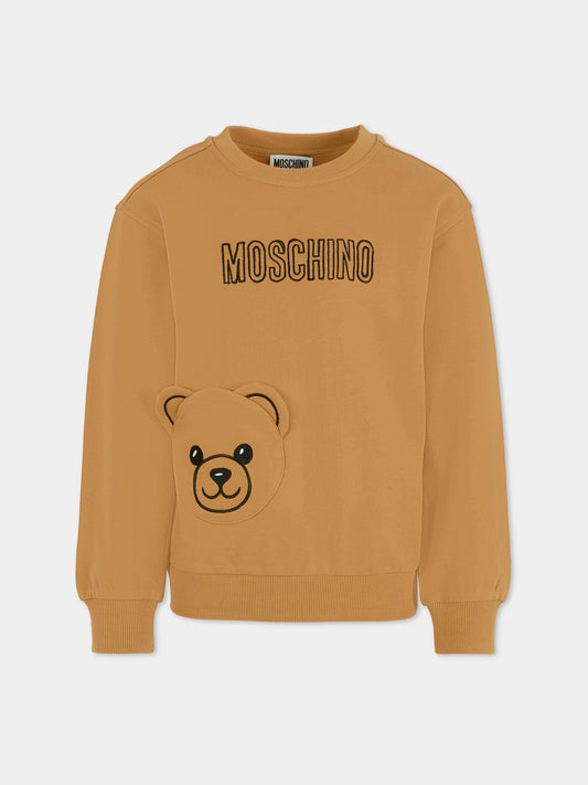 Felpa marrone per bambini con Teddy Bear,Moschino Kids,HUF095 LCA60 20351