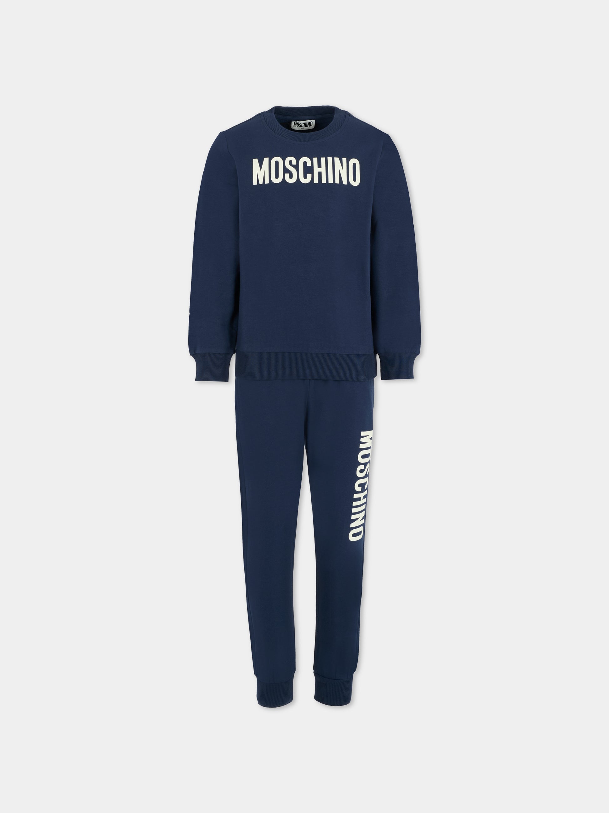 Completo blu per bambini con logo,Moschino Kids,HUK04E LDA21 40016