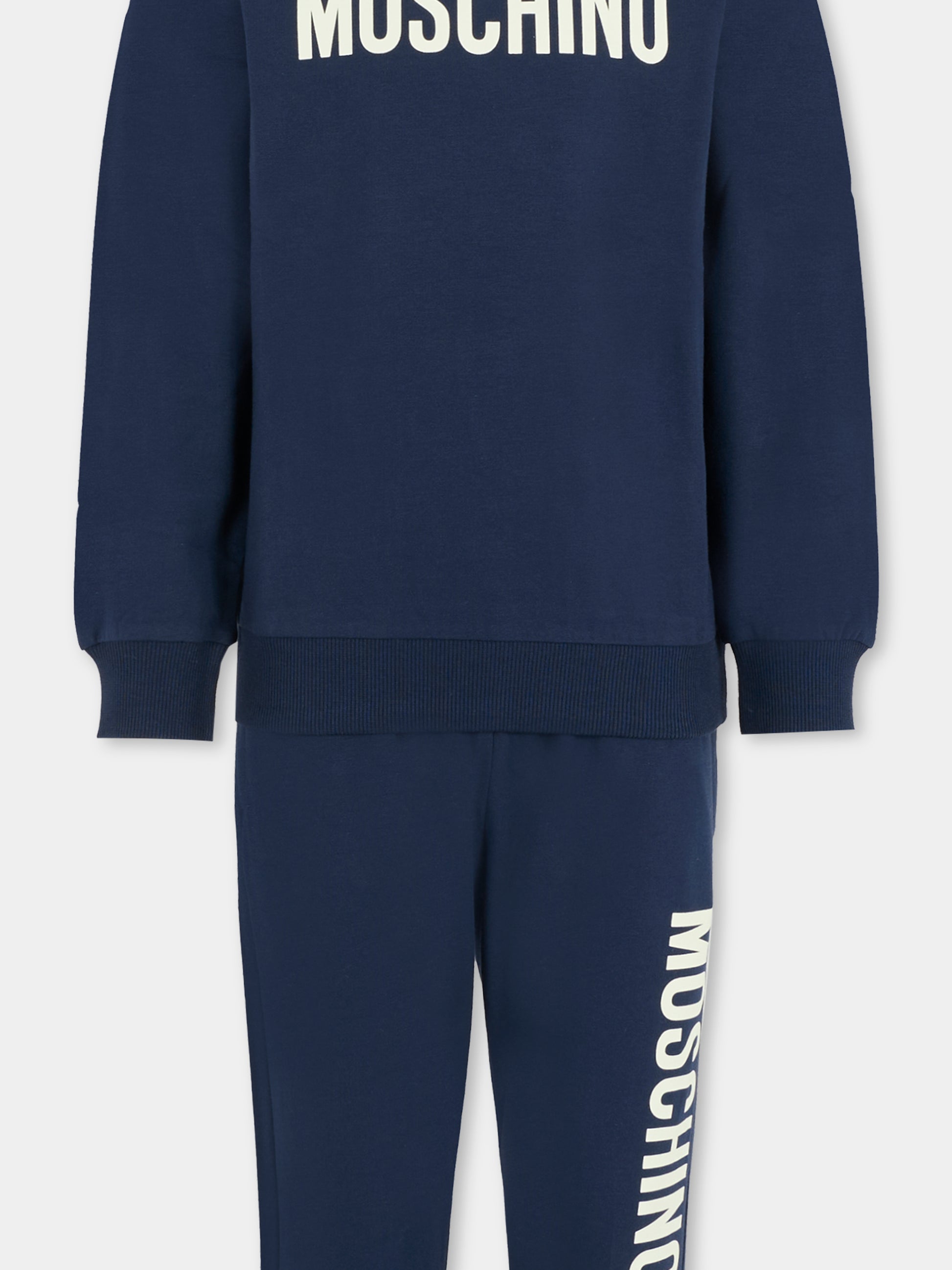 Completo blu per bambini con logo,Moschino Kids,HUK04E LDA21 40016