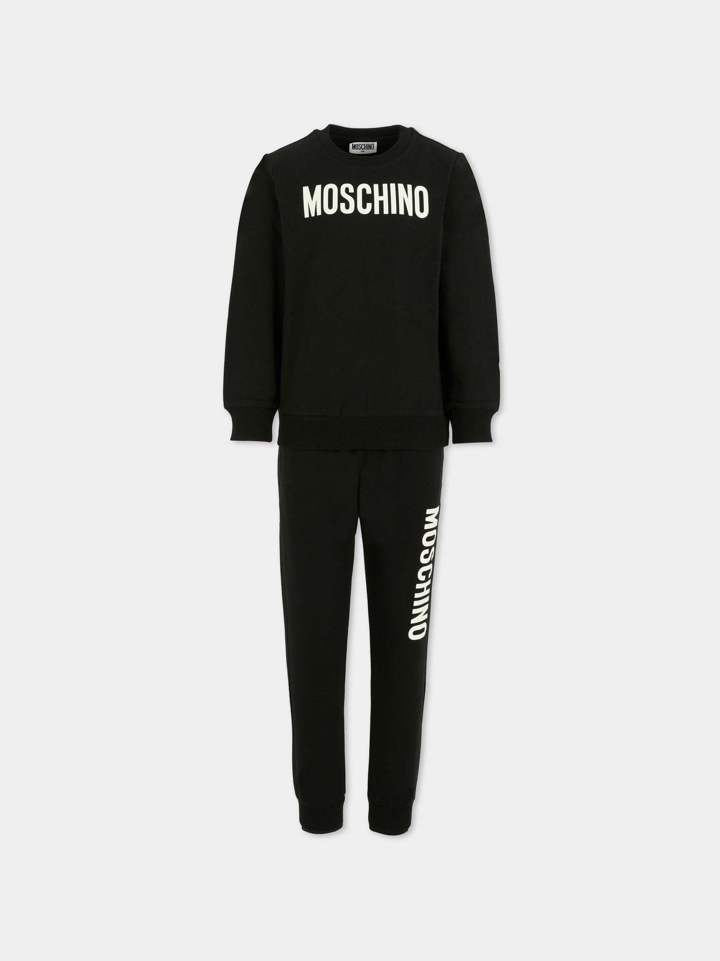 Completo nero per bambini con logo,Moschino Kids,HUK04E LDA21 60100