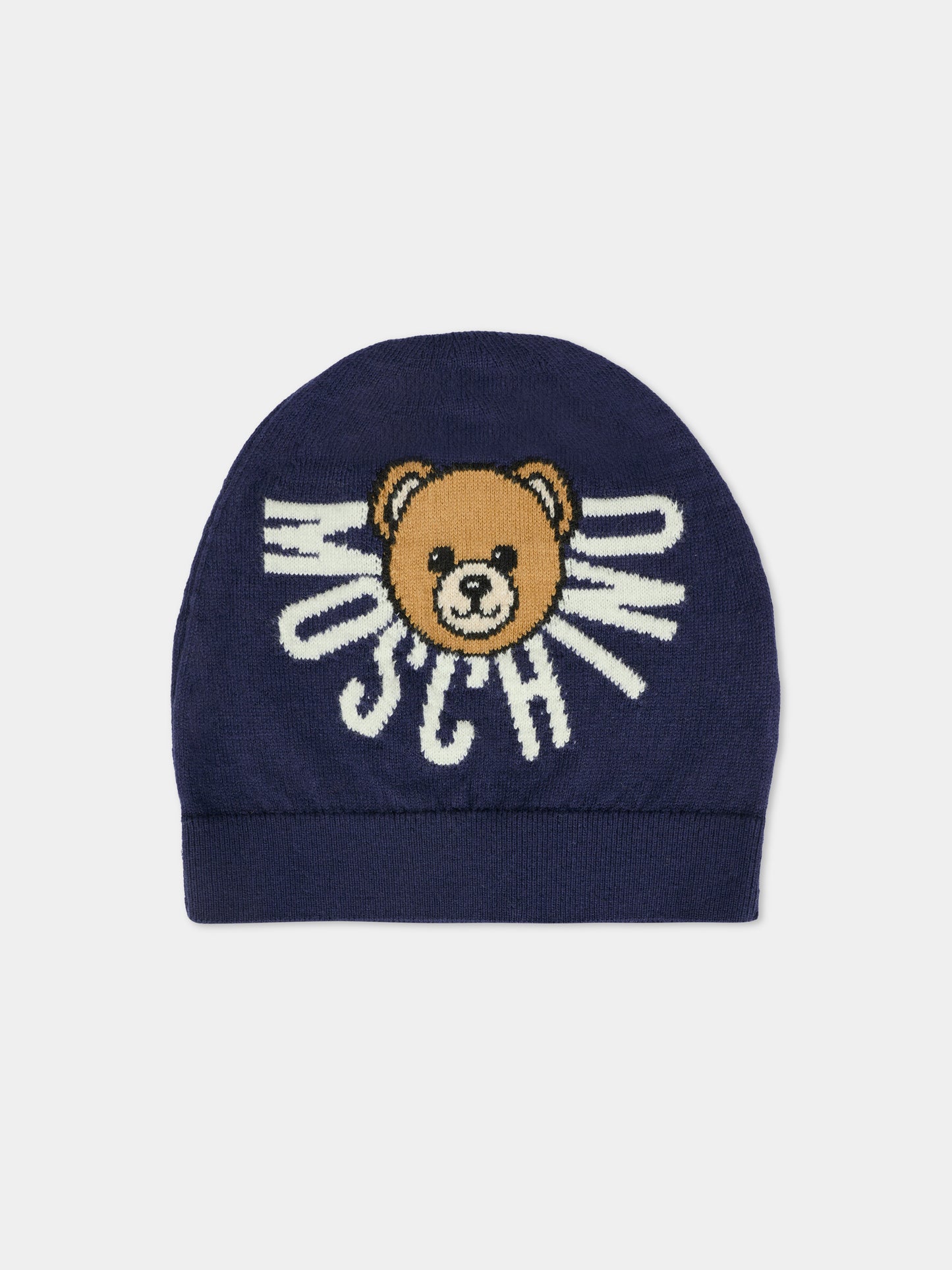 Berretto blu per bambini con Teddy Bear e logo,Moschino Kids,HUX02O LHE43 40016