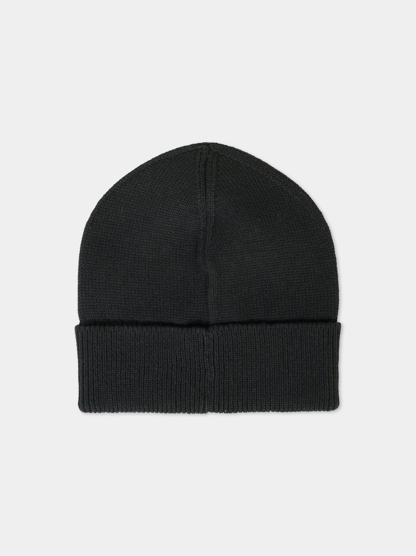 Berretto nero per bambini con logo bianco,Moschino Kids,HUX02P LHE66 60100