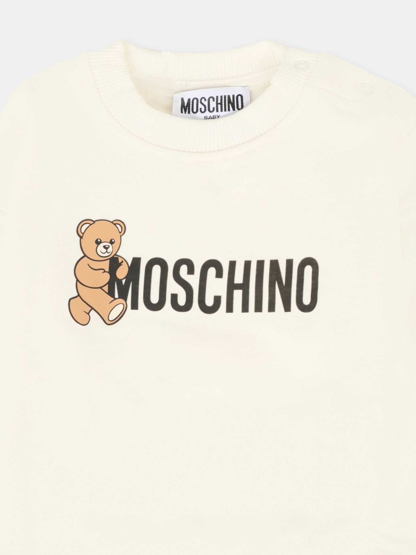 Felpa avorio per neonati con logo e Teddy Bear,Moschino Kids,M8F03Q LCA83 10063