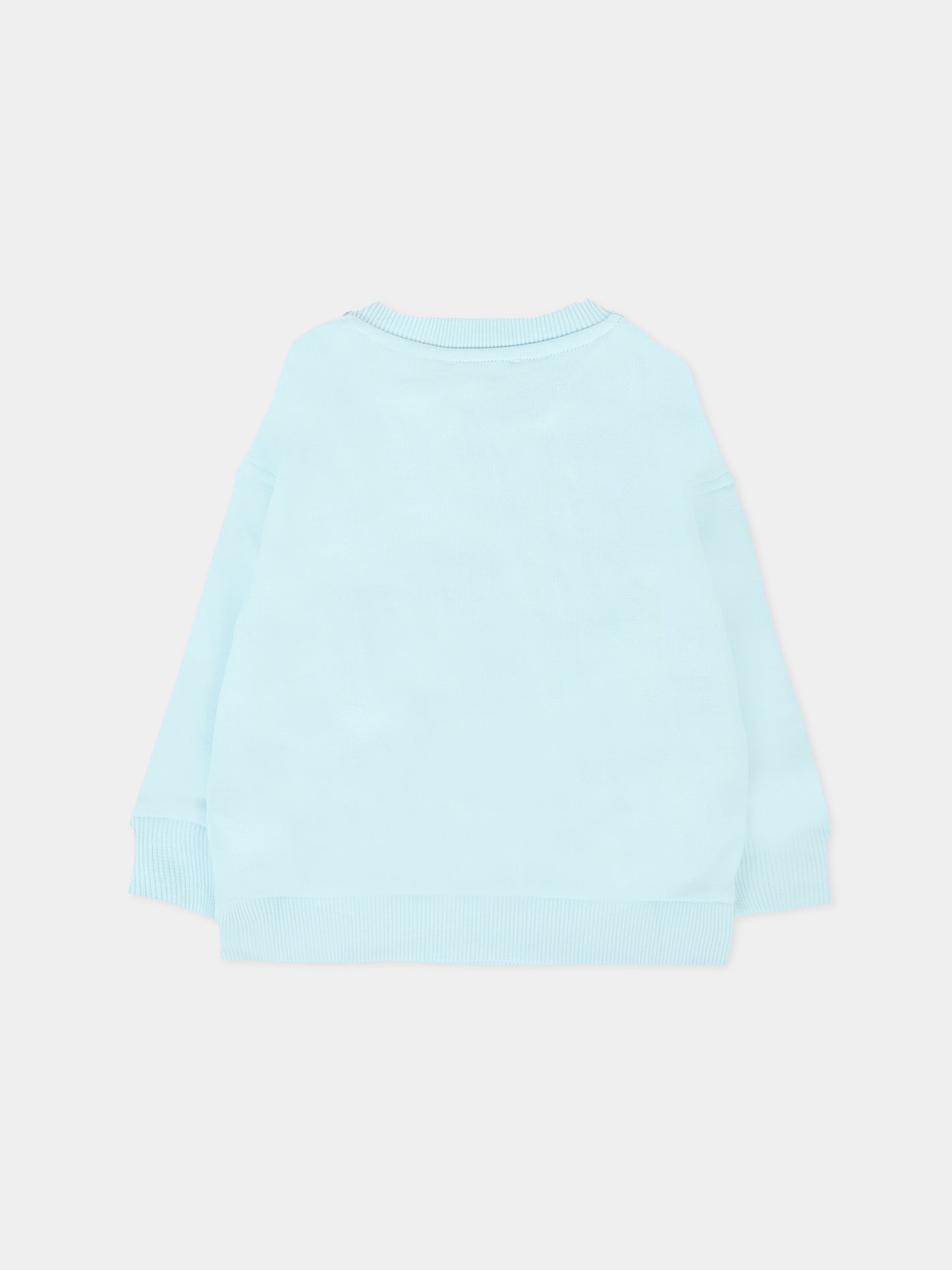 Felpa celeste per neonati con logo e Teddy Bear,Moschino Kids,M8F03Q LCA83 40304