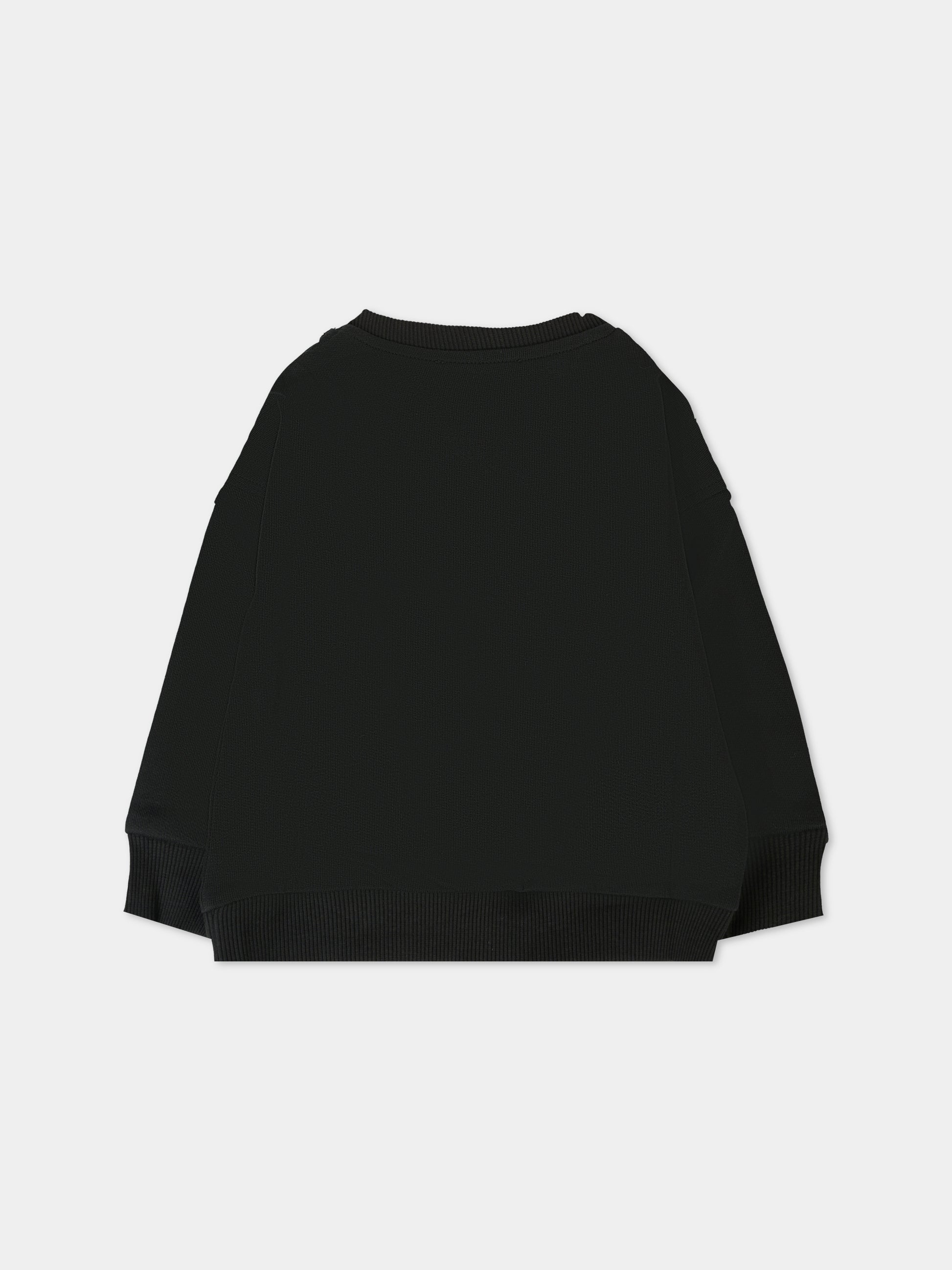 Felpa nera per neonati con logo e Teddy Bear,Moschino Kids,M8F03Q LCA83 60100