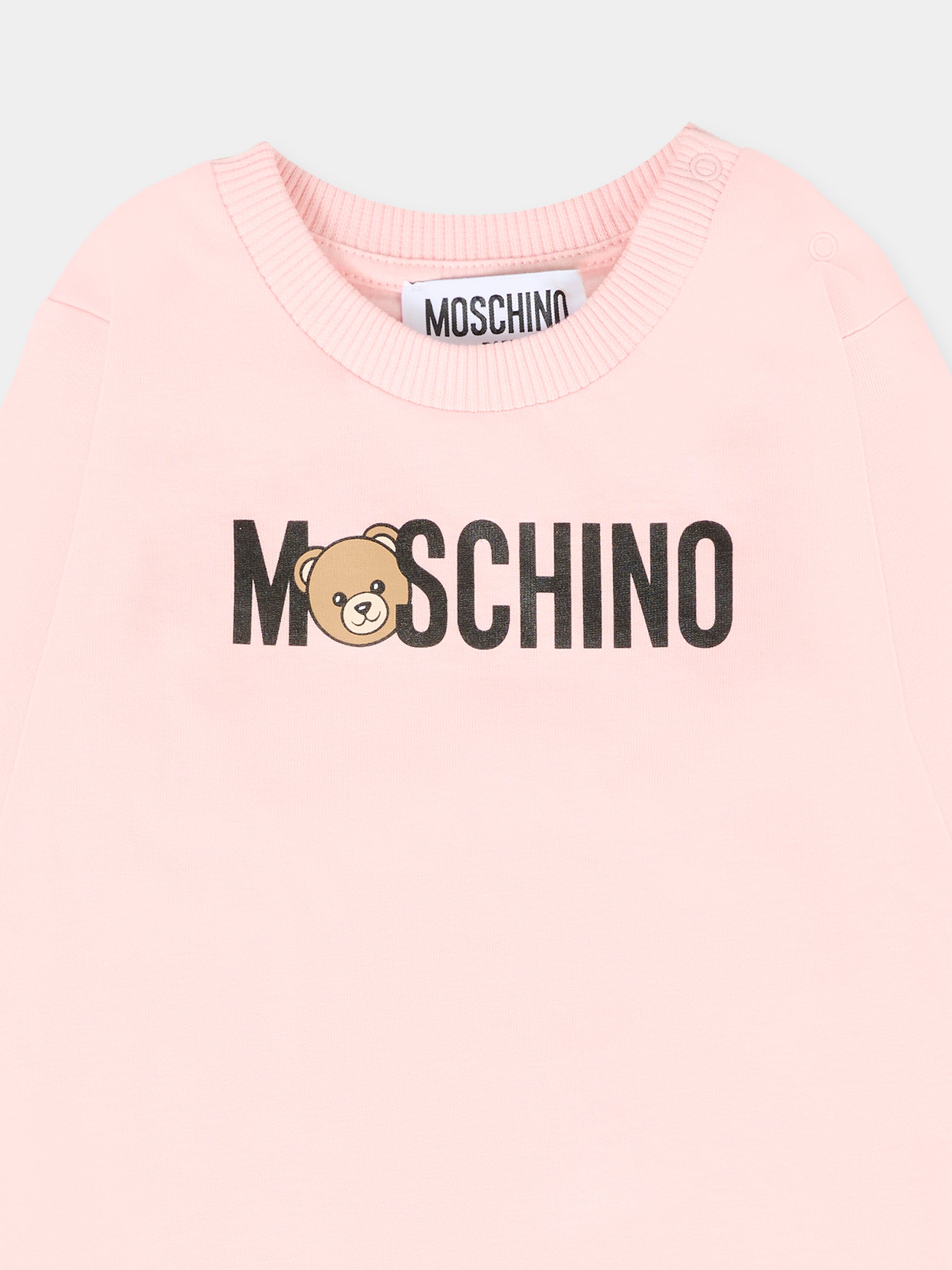T-shirt rosa per neonata con Teddy Bear,Moschino Kids,M8O00R LAA36 50209