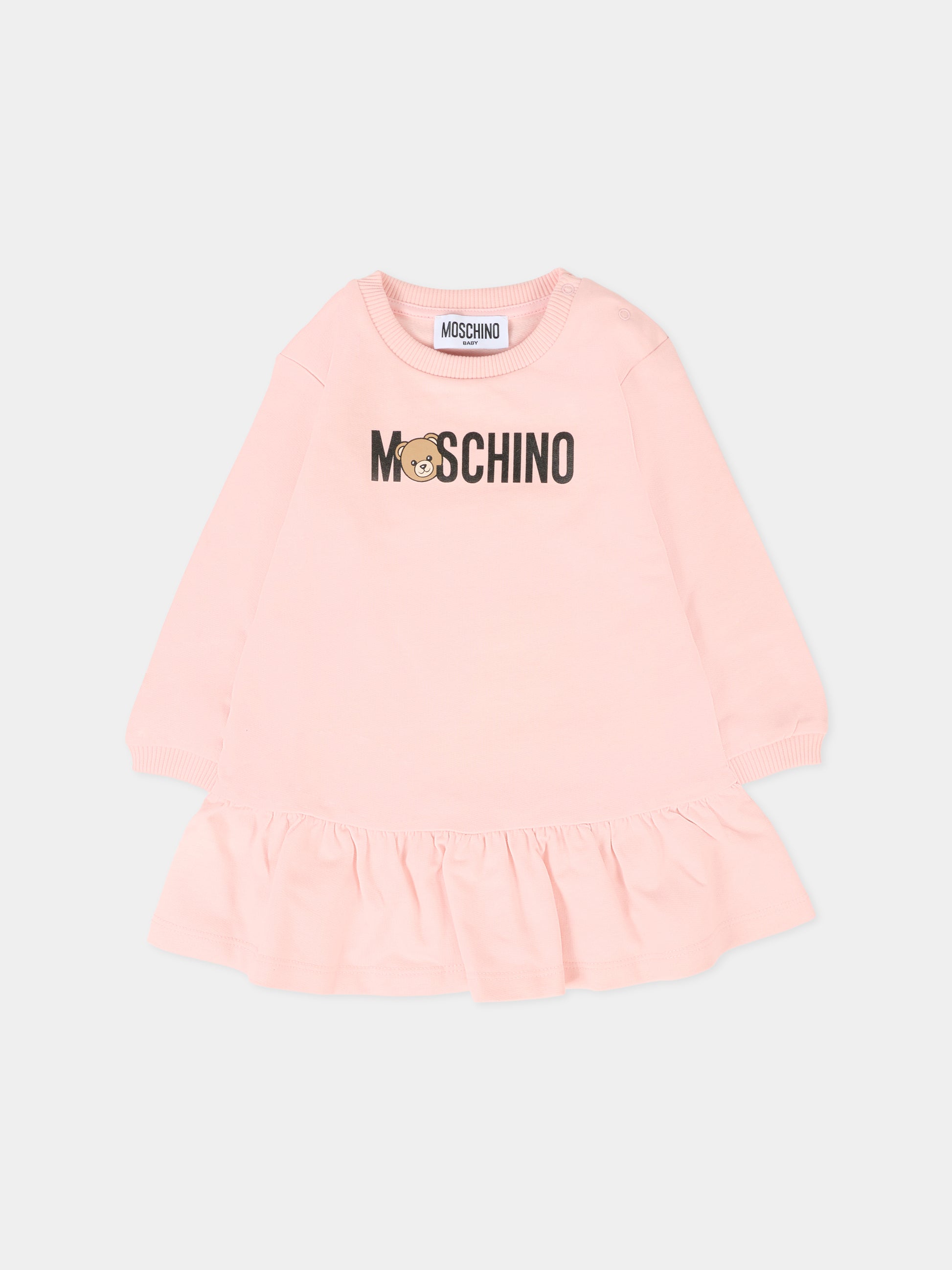 Vestito rosa per neonata con Teddy Bear,Moschino Kids,MAV0BK LCA63 50209
