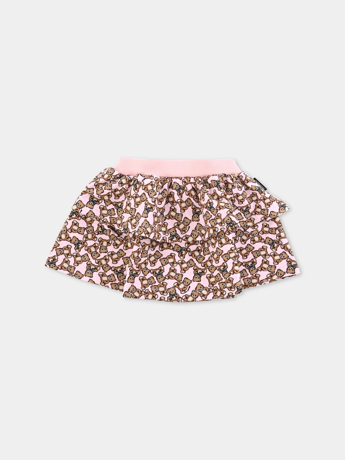 Gonna rosa per neonata con Teddy Bear all over,Moschino Kids,MDJ01N LDB5C 84922