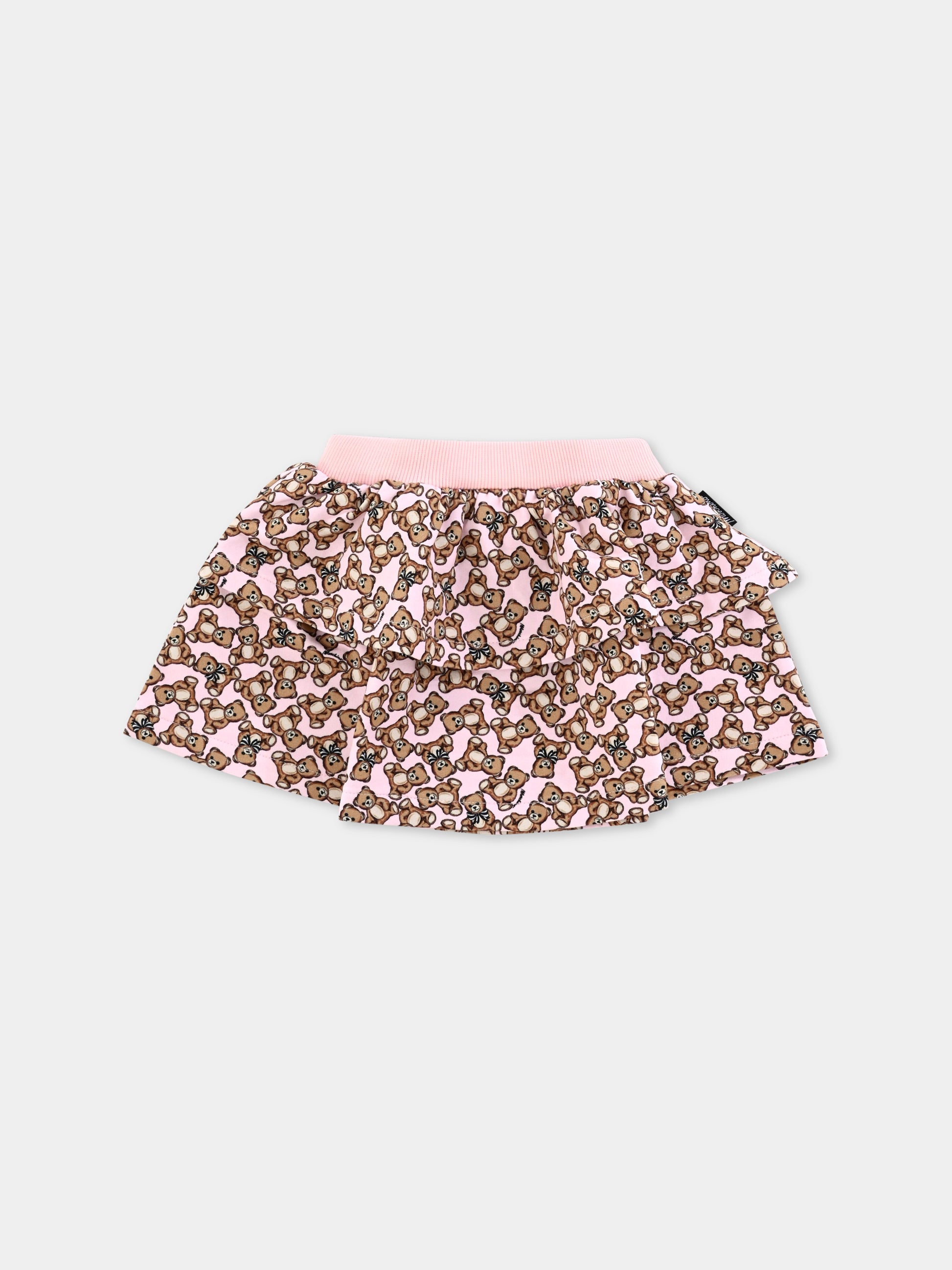 Gonna rosa per neonata con Teddy Bear all over,Moschino Kids,MDJ01N LDB5C 84922