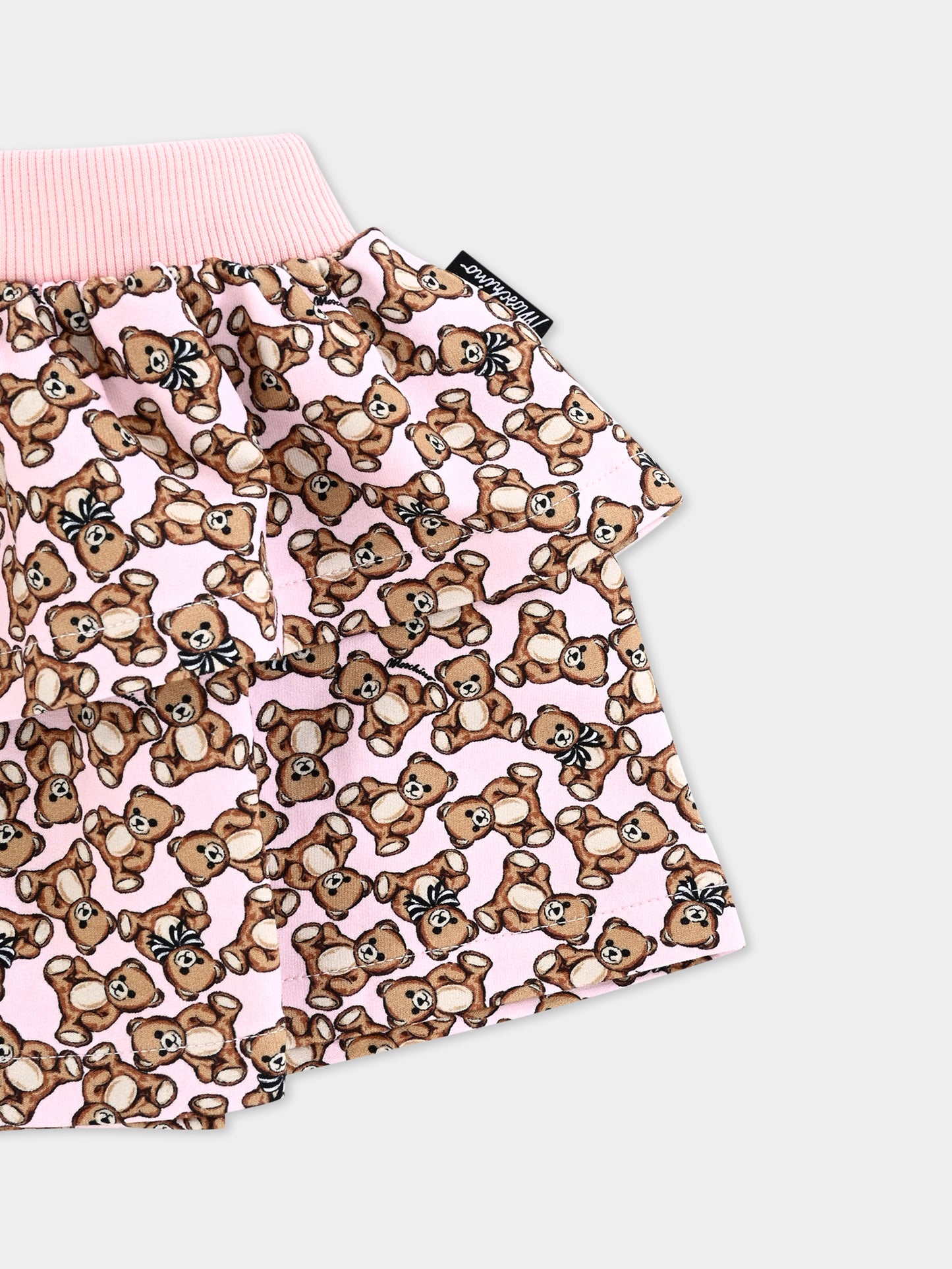 Gonna rosa per neonata con Teddy Bear all over,Moschino Kids,MDJ01N LDB5C 84922