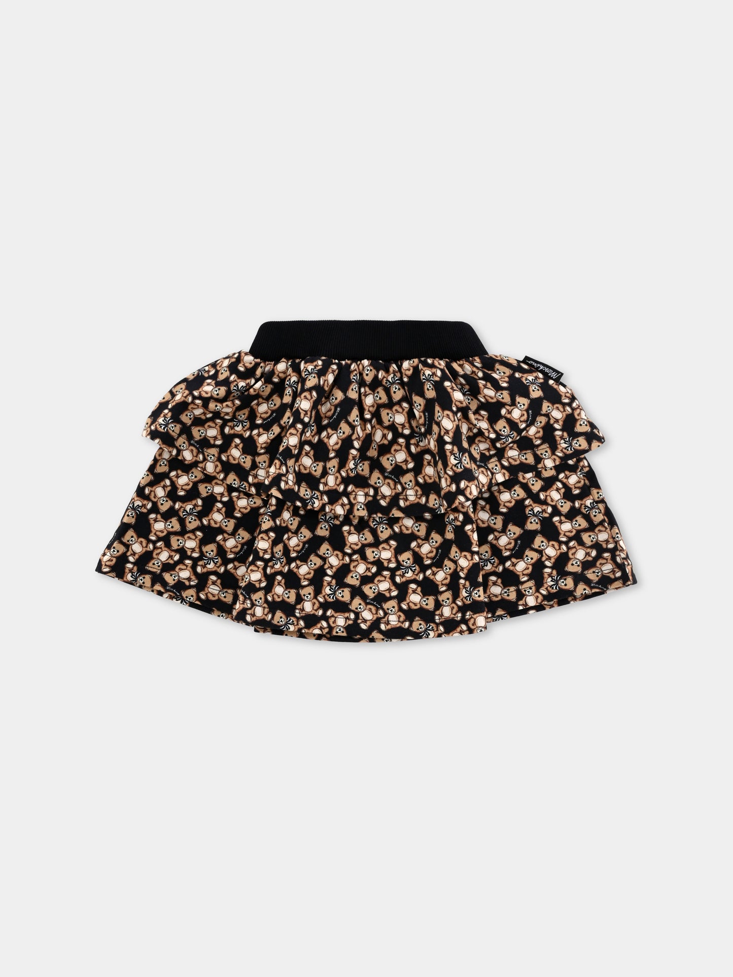 Gonna nera per neonata con Teddy Bear all over,Moschino Kids,MDJ01N LDB5C 84923