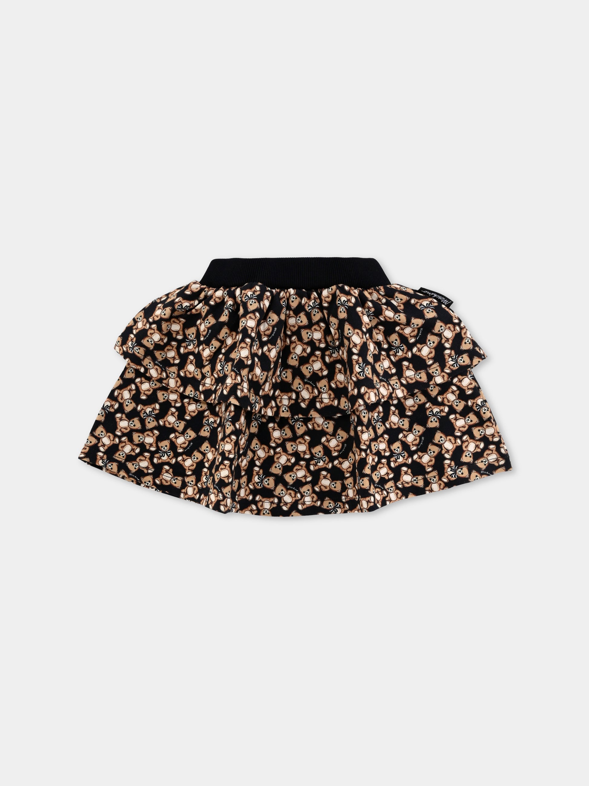 Gonna nera per neonata con Teddy Bear all over,Moschino Kids,MDJ01N LDB5C 84923