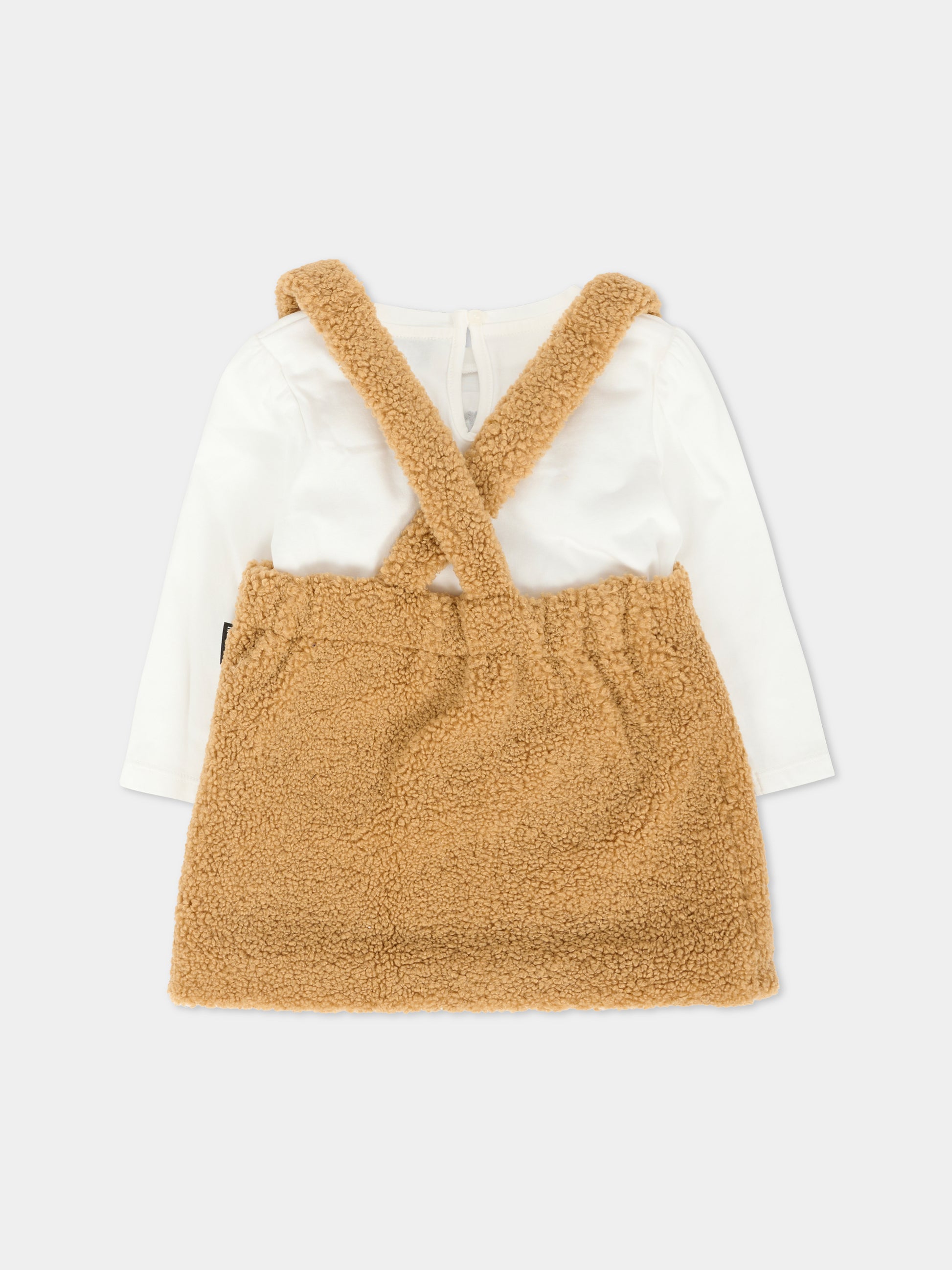 Salopette marrone per neonata con Teddy Bear,Moschino Kids,MDK037 LIA00 20351