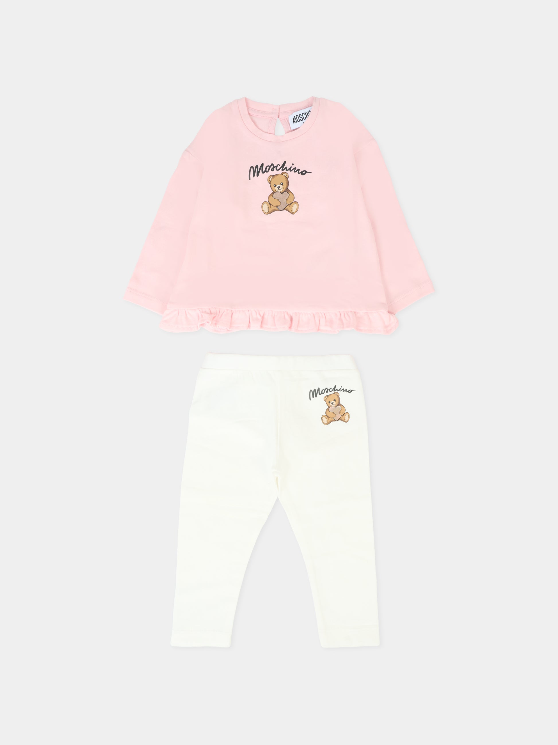 Completo multicolor per neonata con Teddy Bear,Moschino Kids,MDK03C LBA11 84241