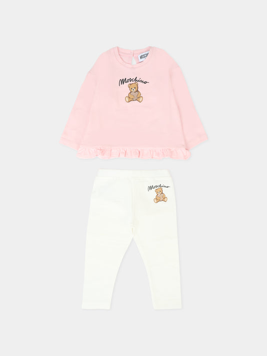 Completo multicolor per neonata con Teddy Bear,Moschino Kids,MDK03C LBA11 84241