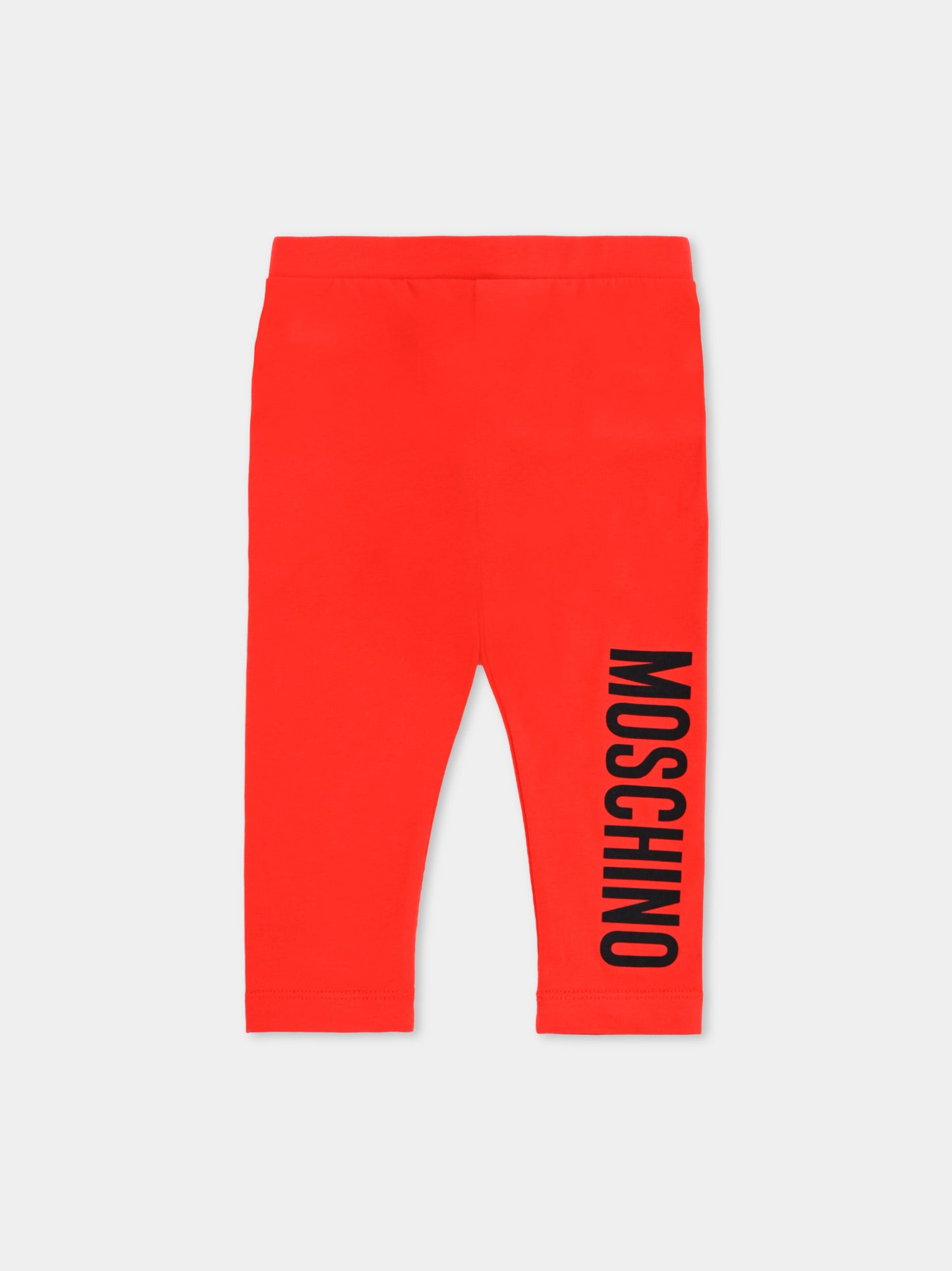 Leggings rossi per neonata con logo,Moschino Kids,MDP03H LBA11 50109
